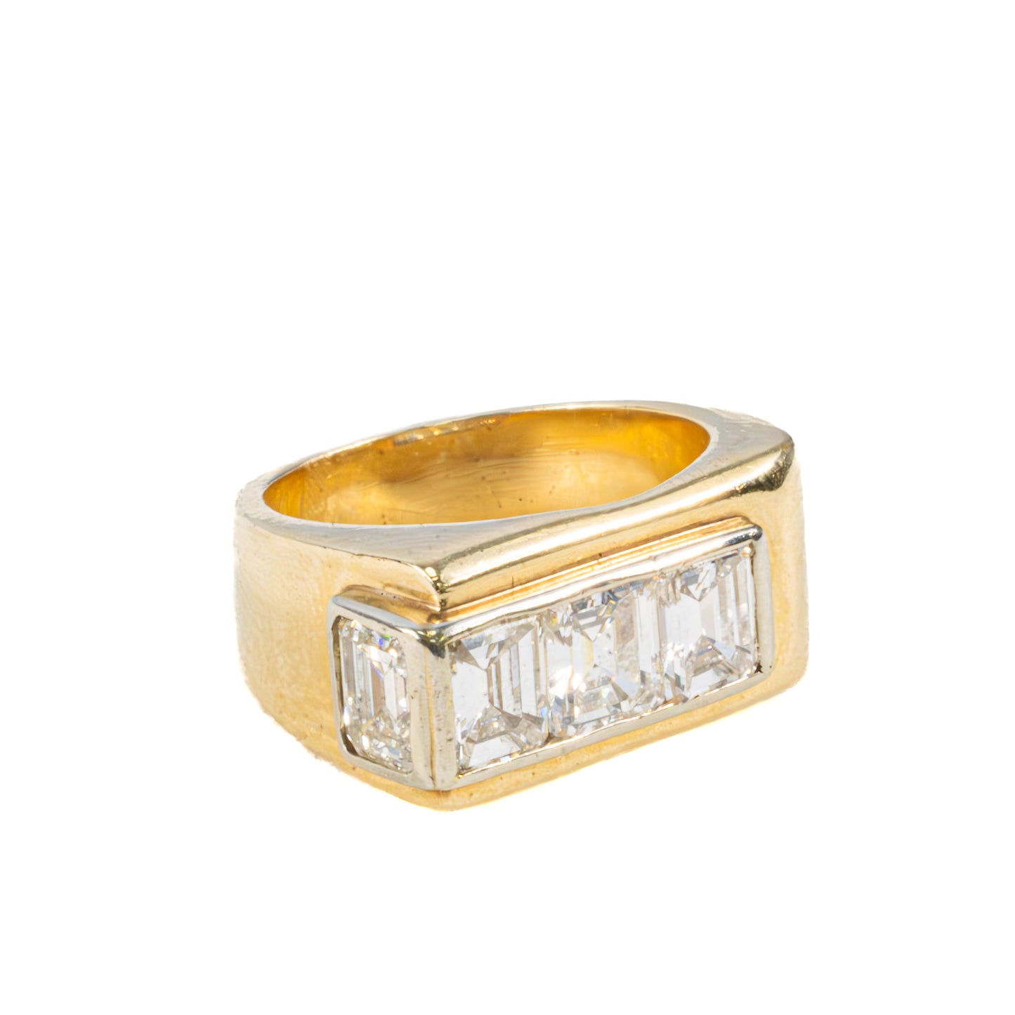 Vintage Emerald Cut Diamond Gold Ring