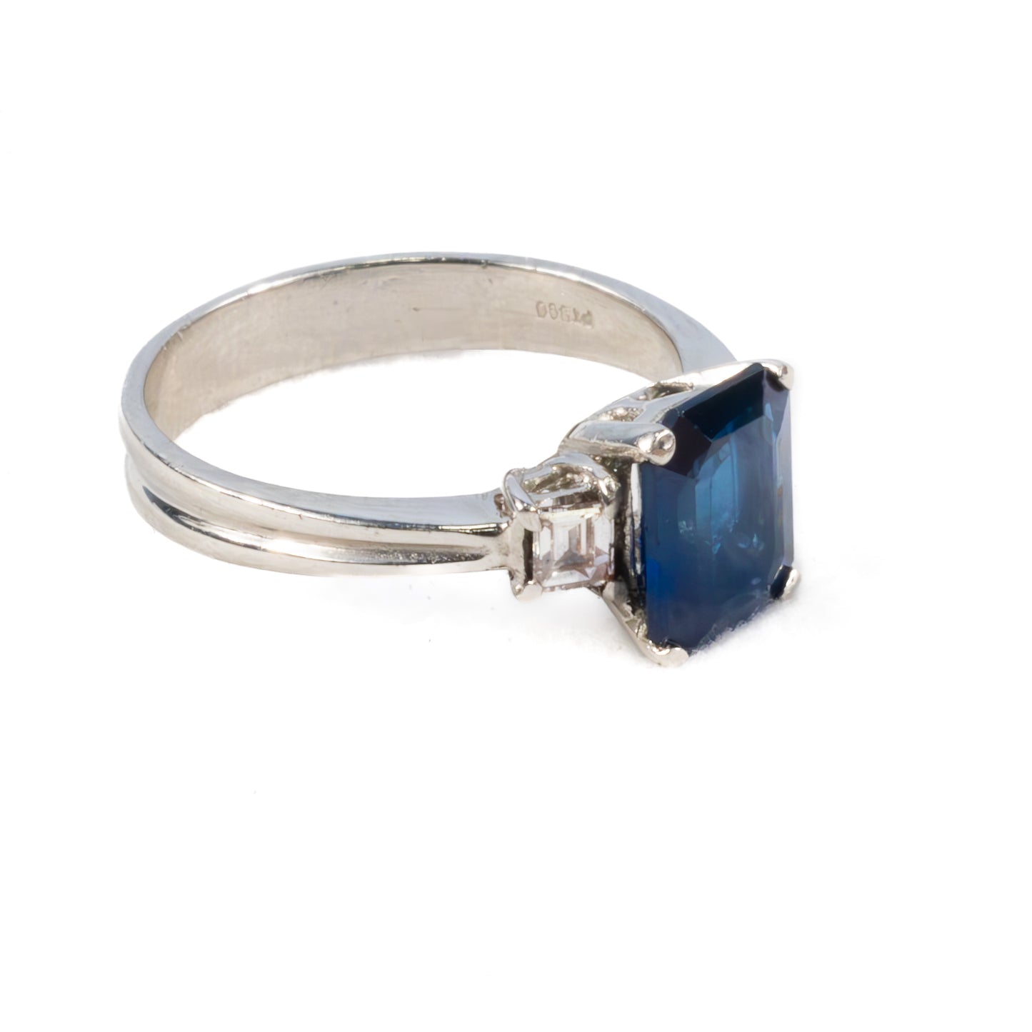 Sapphire and Diamond Three-Stone Ring