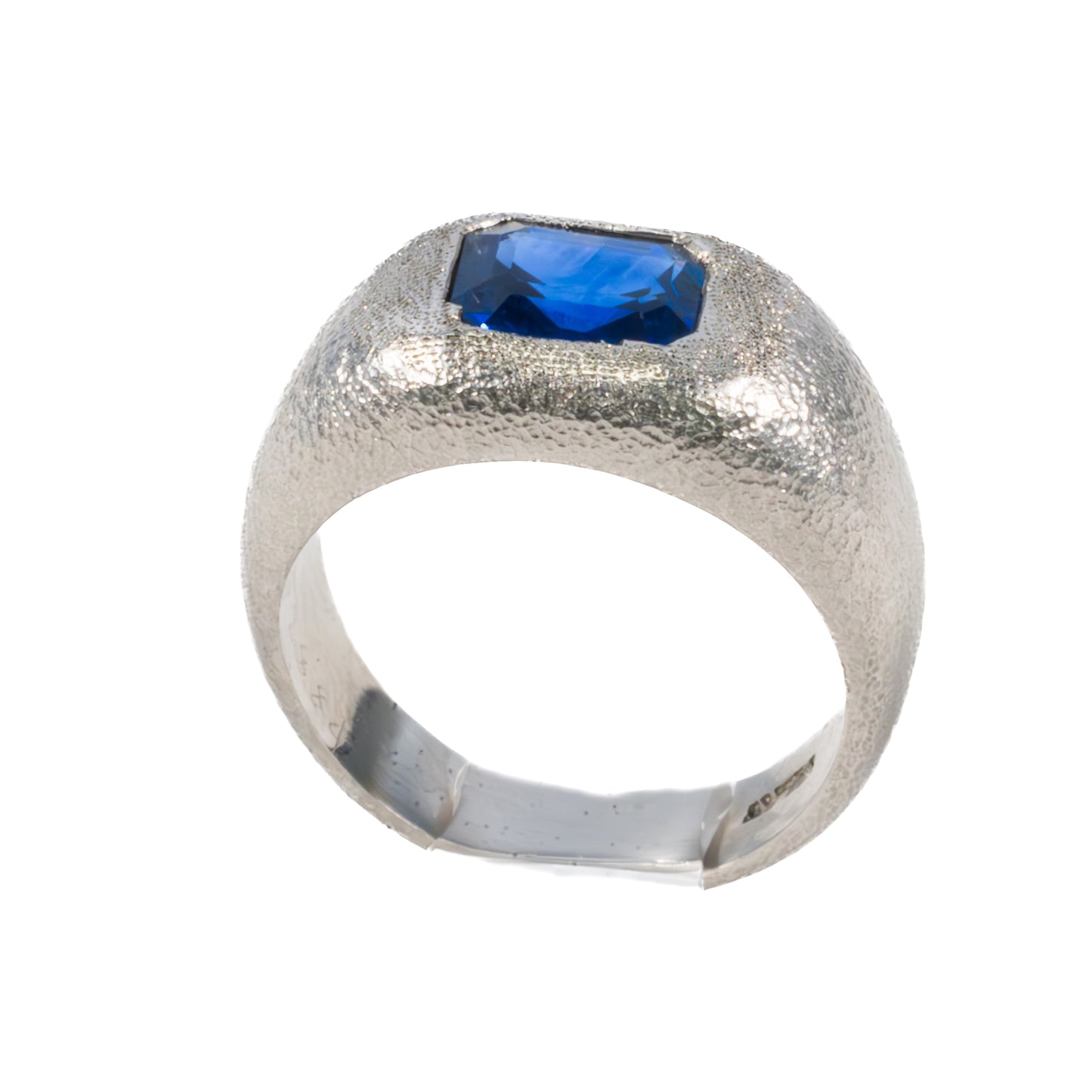 Matte Platinum Solitaire Sapphire Ring