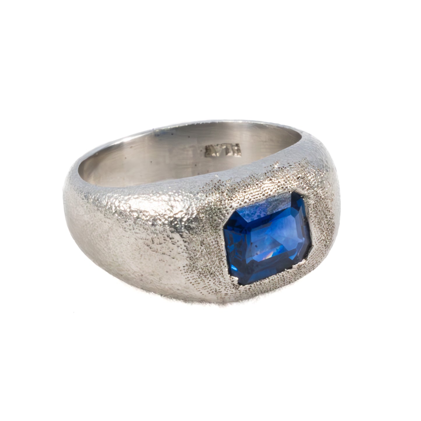 Matte Platinum Solitaire Sapphire Ring