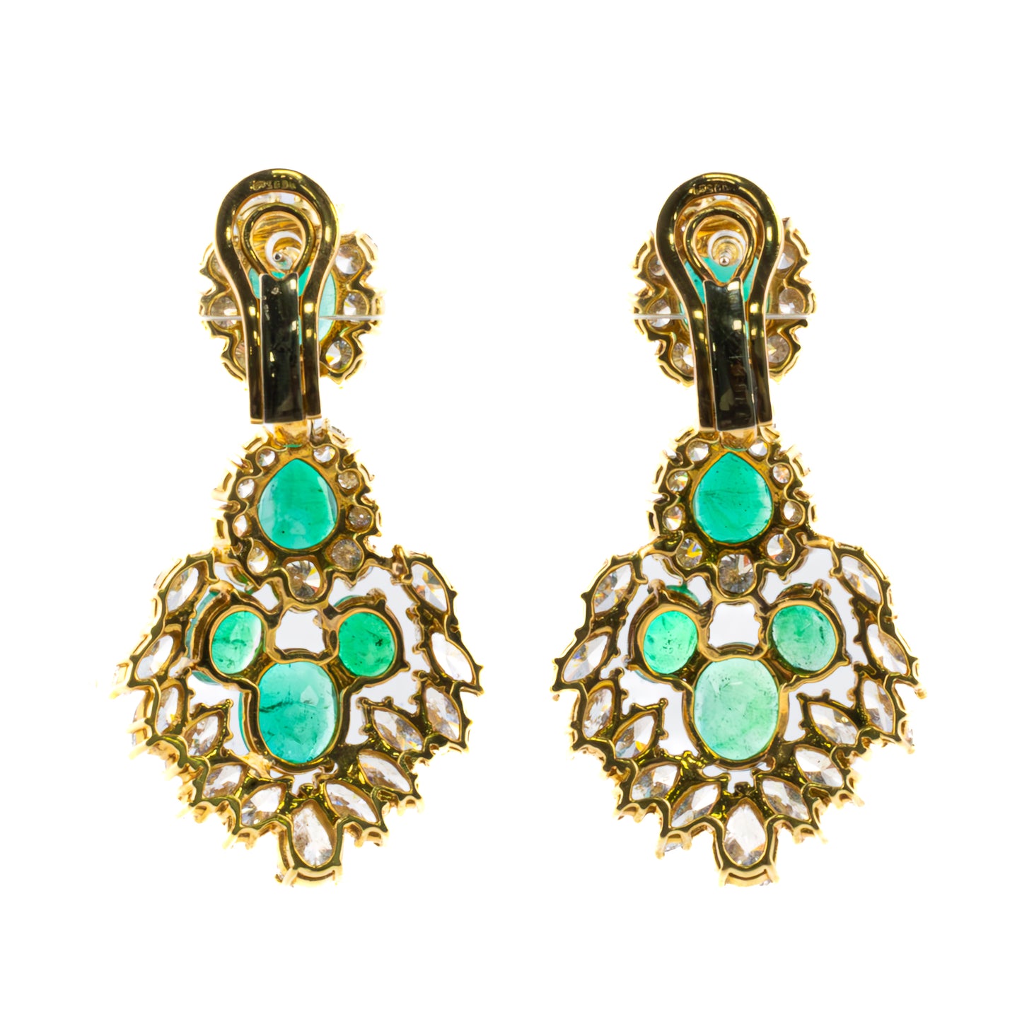 Vintage Emerald and Diamond Chandelier Earrings