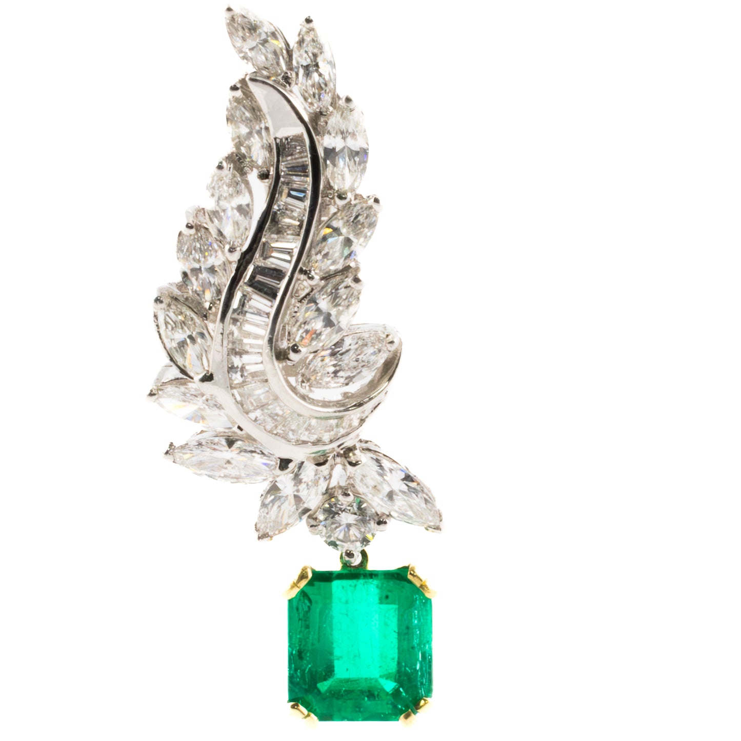 Cascading Diamond and Emerald Drop Earrings