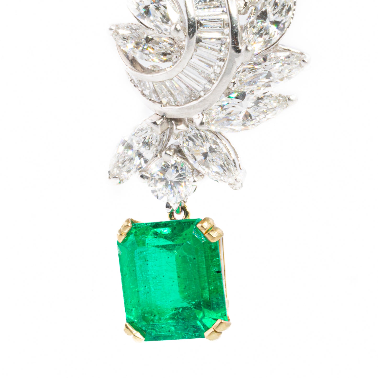 Cascading Diamond and Emerald Drop Earrings