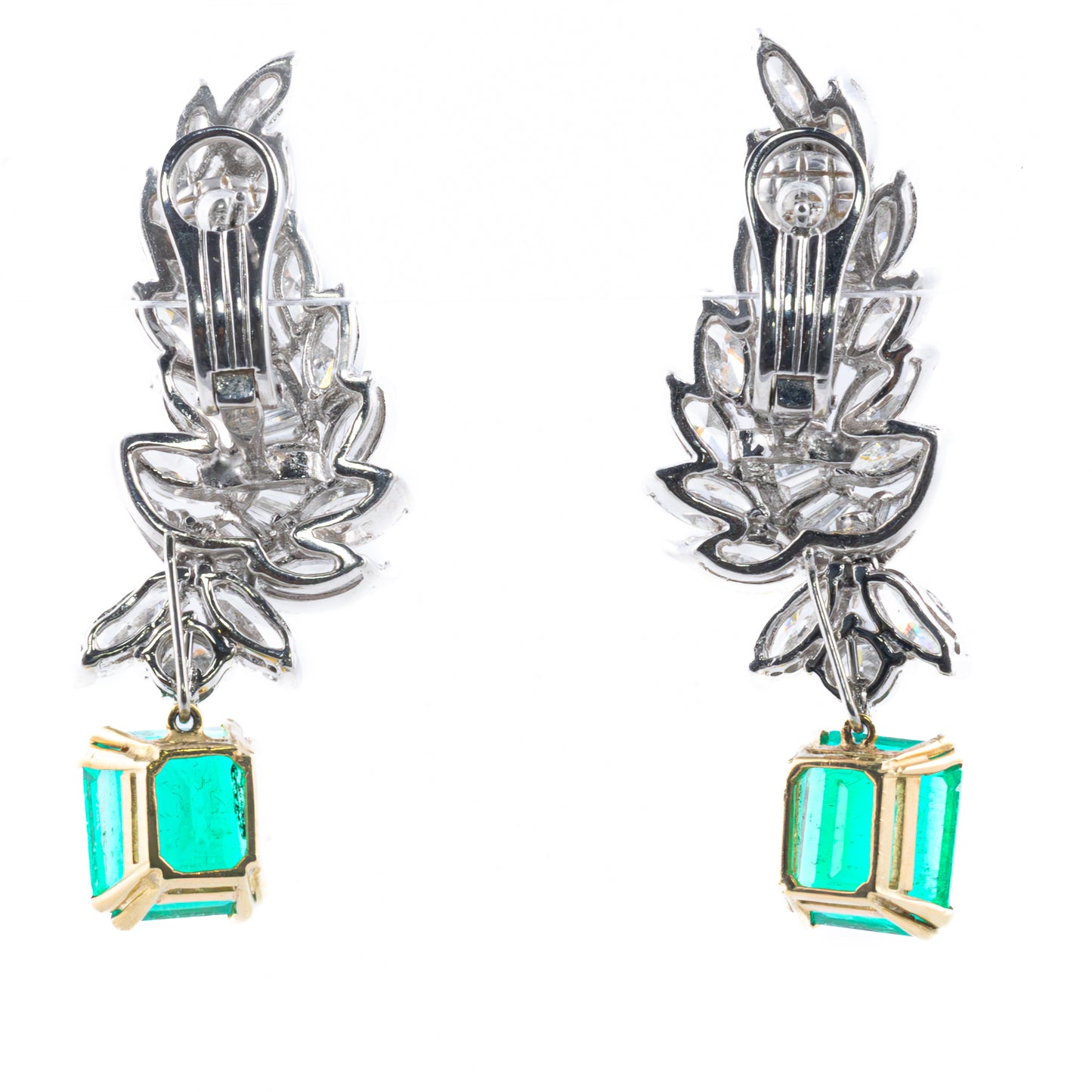 Cascading Diamond and Emerald Drop Earrings