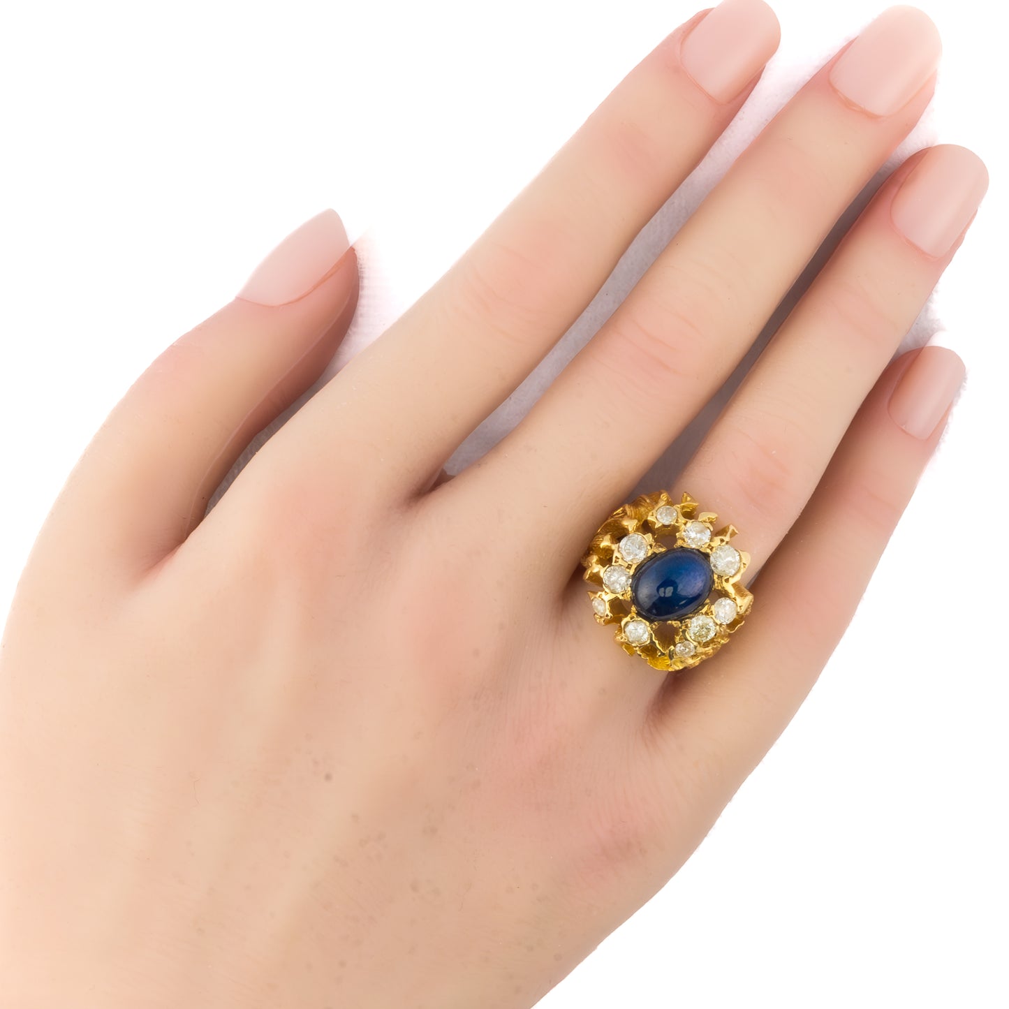 Cabochon Sapphire and Diamond Cocktail Ring