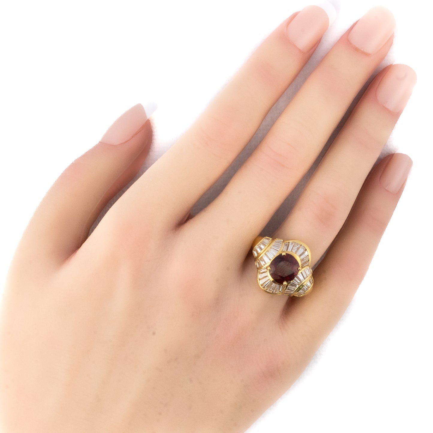 Vintage Ruby and Diamond Baguette Ring