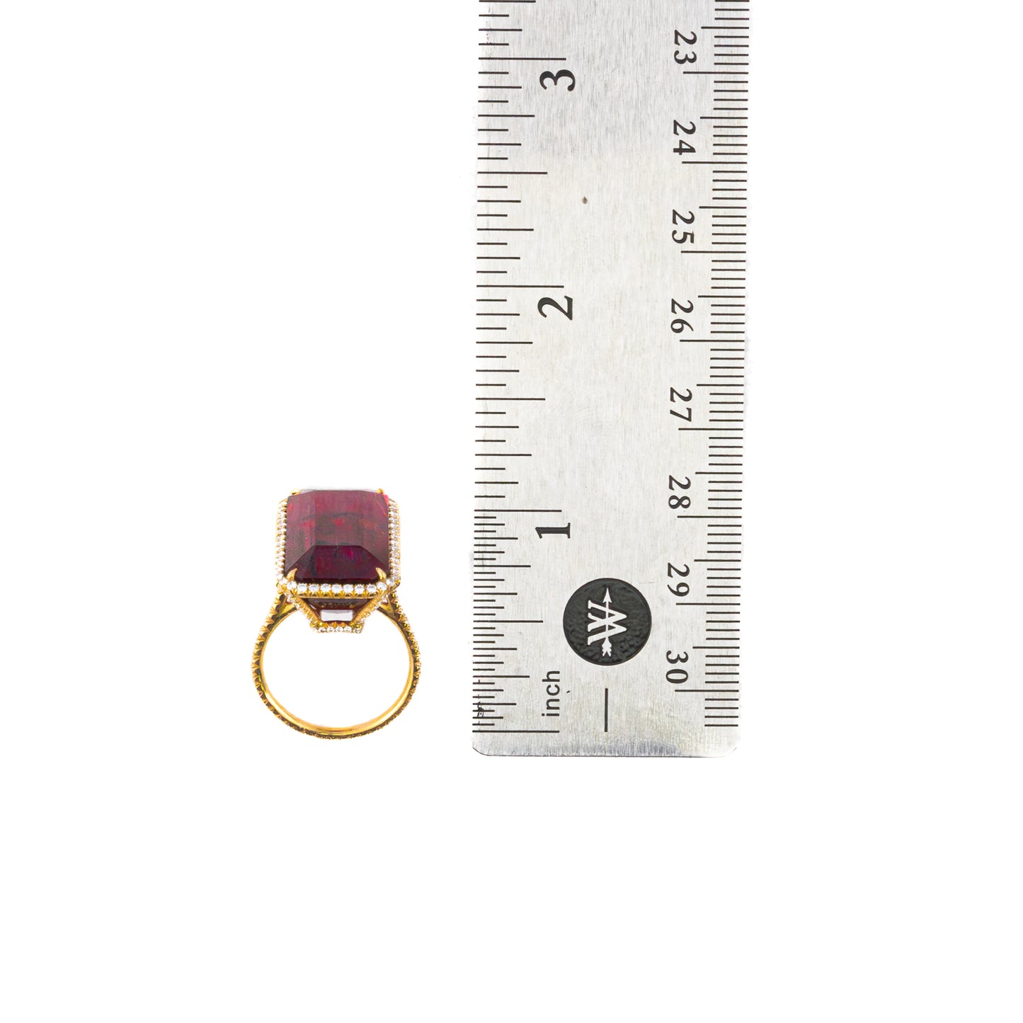 Rubellite and Diamond Halo Cocktail Ring