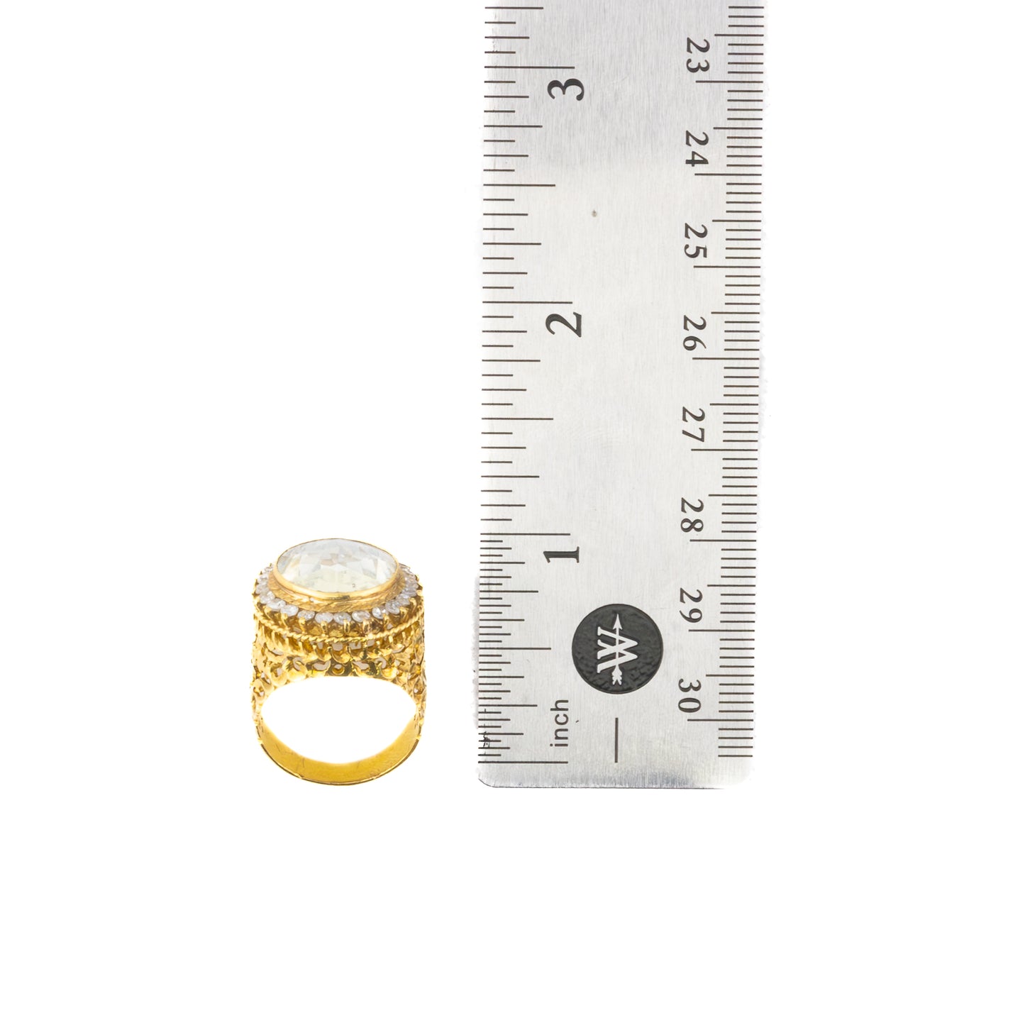 Vintage Center Old Mine and Round Cut Diamond Gold Ring