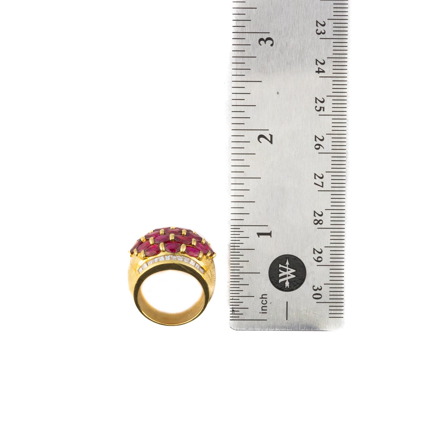 Ruby and Diamond Gold Bombe Ring