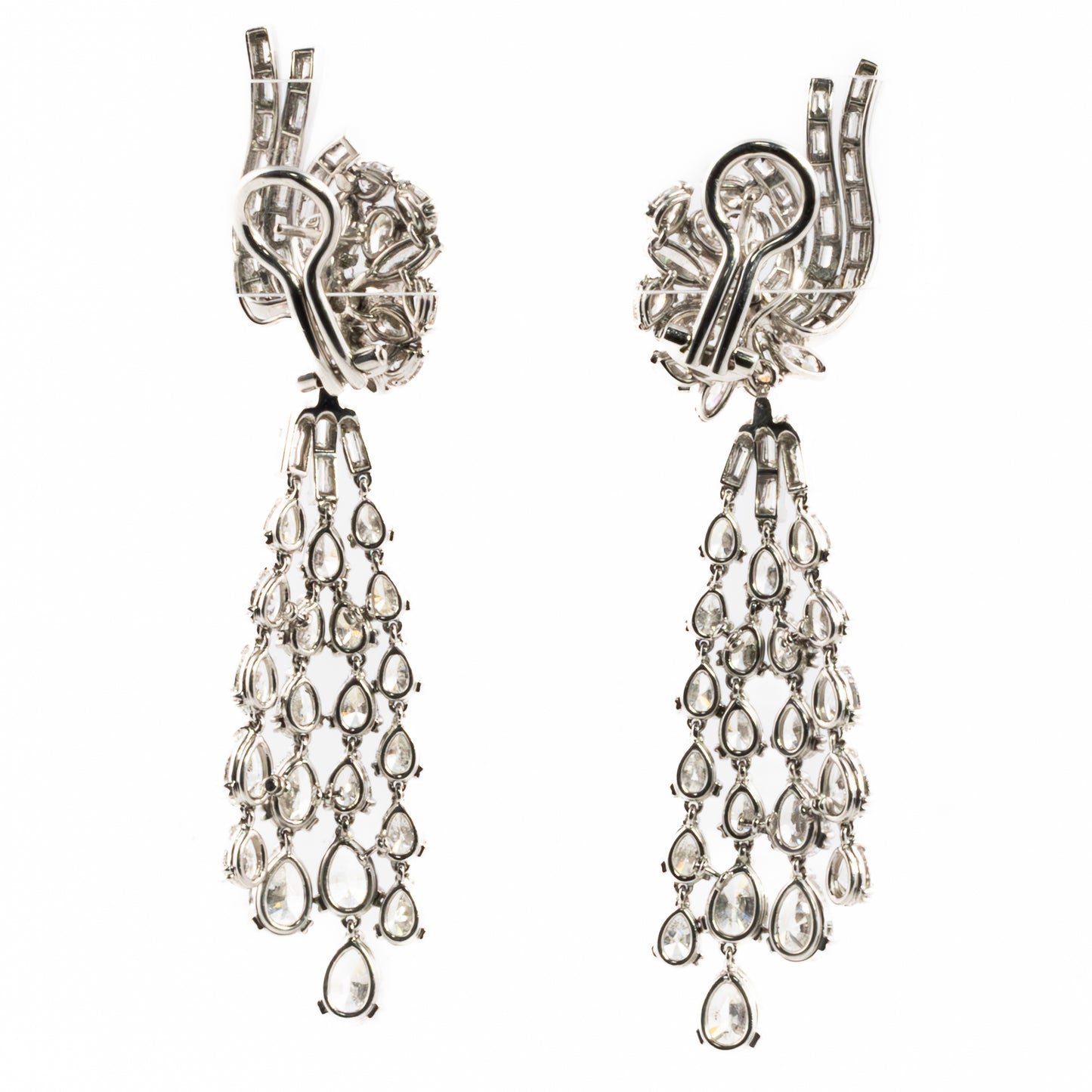 Vintage Diamond Waterfall Chandelier Earrings