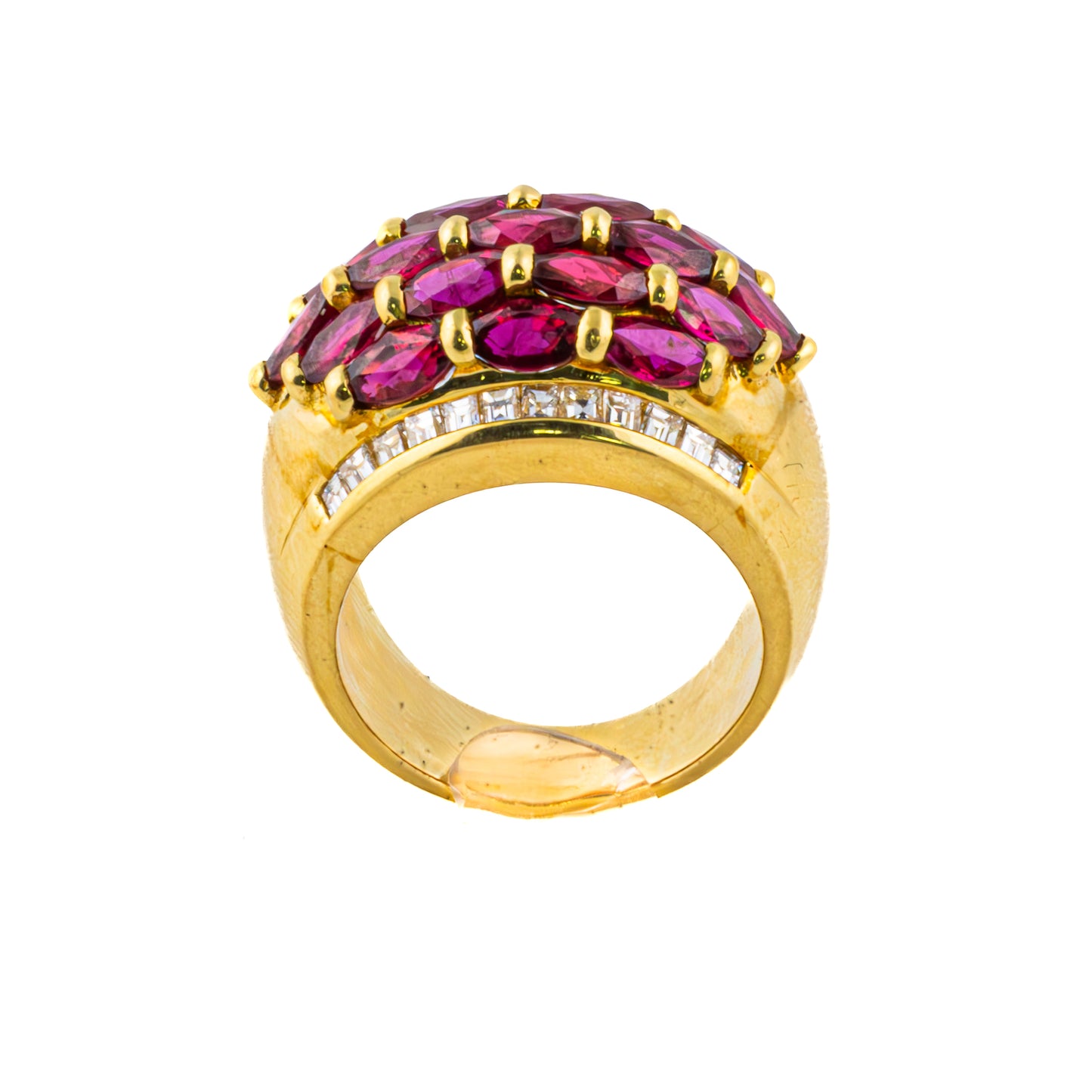 Ruby and Diamond Gold Bombe Ring