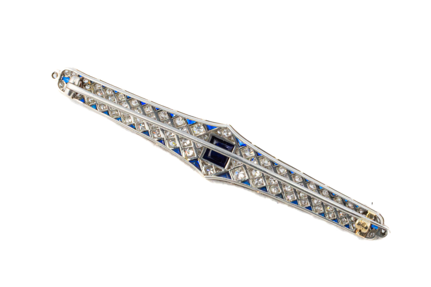Art Deco Sapphire and Diamond Platinum Bar Brooch