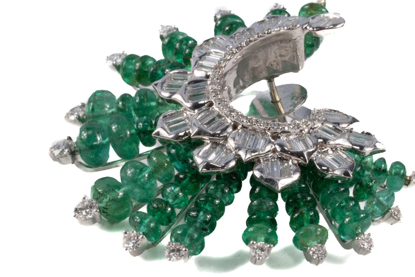Emerald & Diamond Spiral Earrings