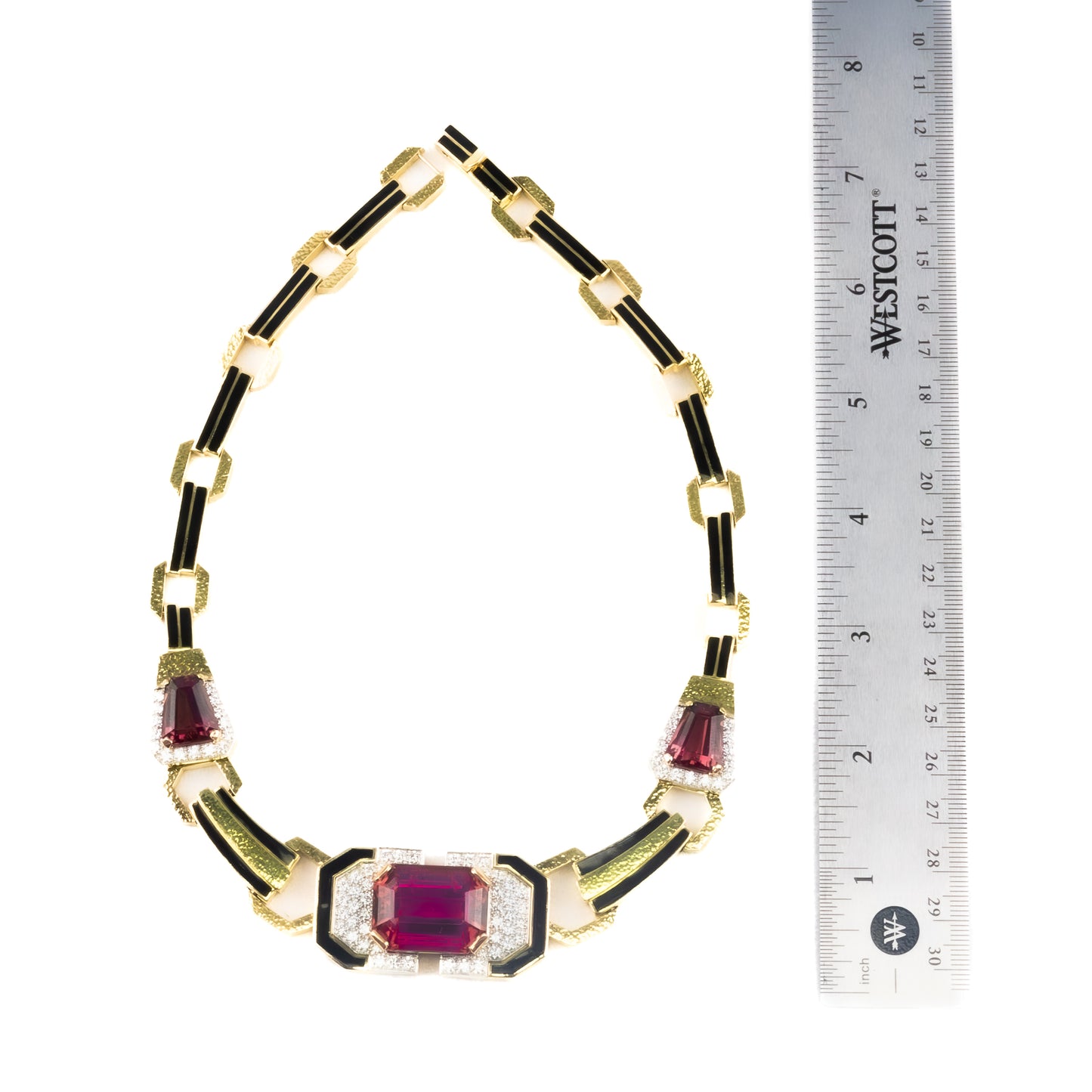 David Webb Rubellite Tourmaline and Enamel Necklace