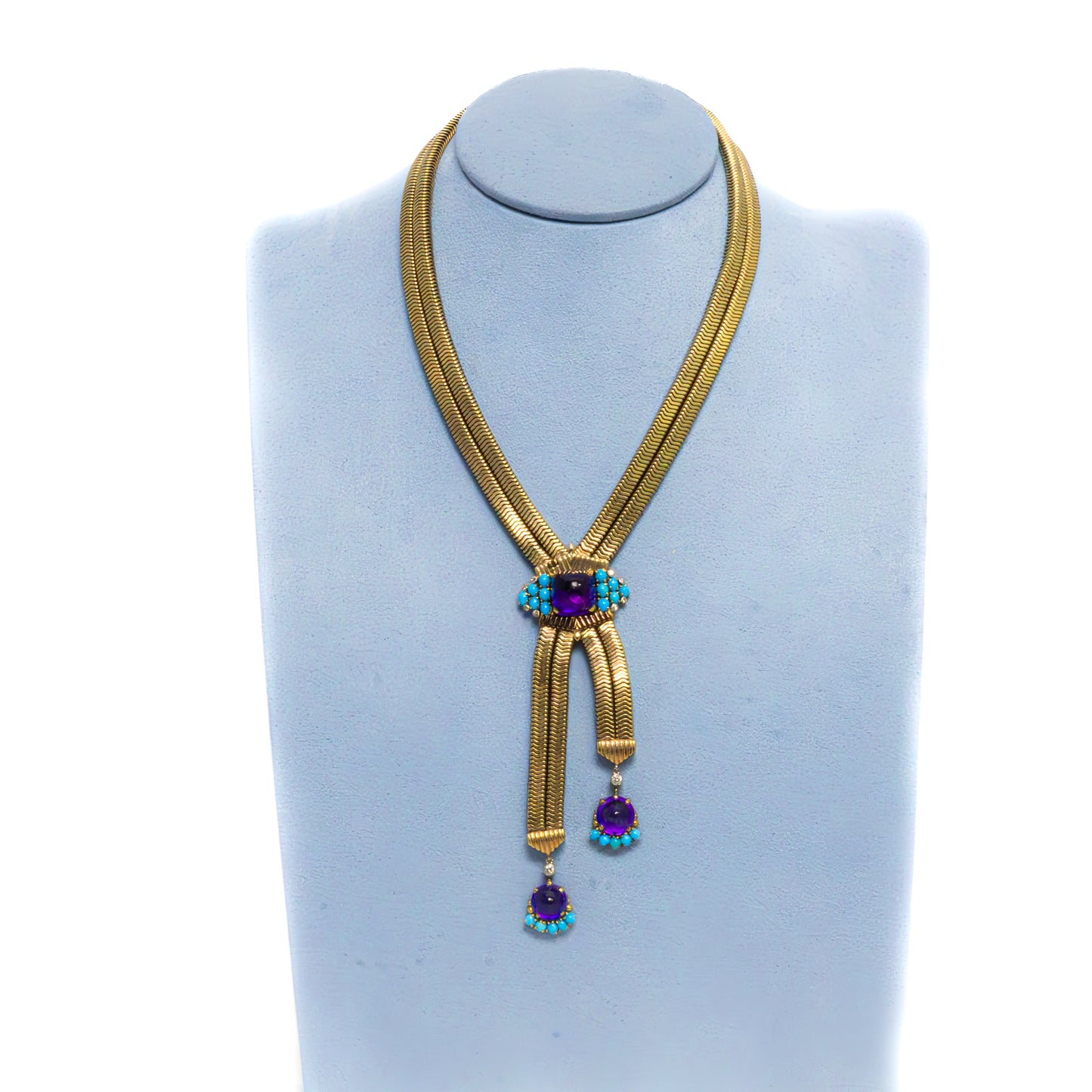 Cartier Amethyst & Turquoise Necklace and Earring Set