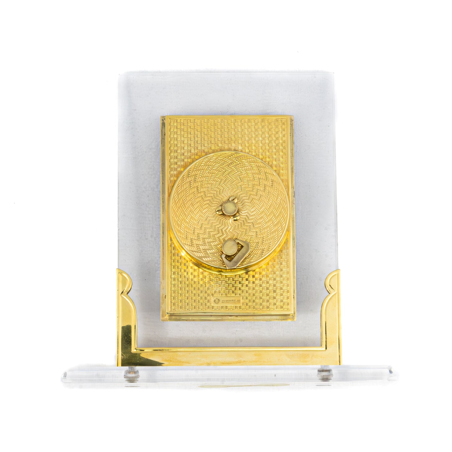 Asprey Rock Crystal, Diamond & Enamel Desk Clock