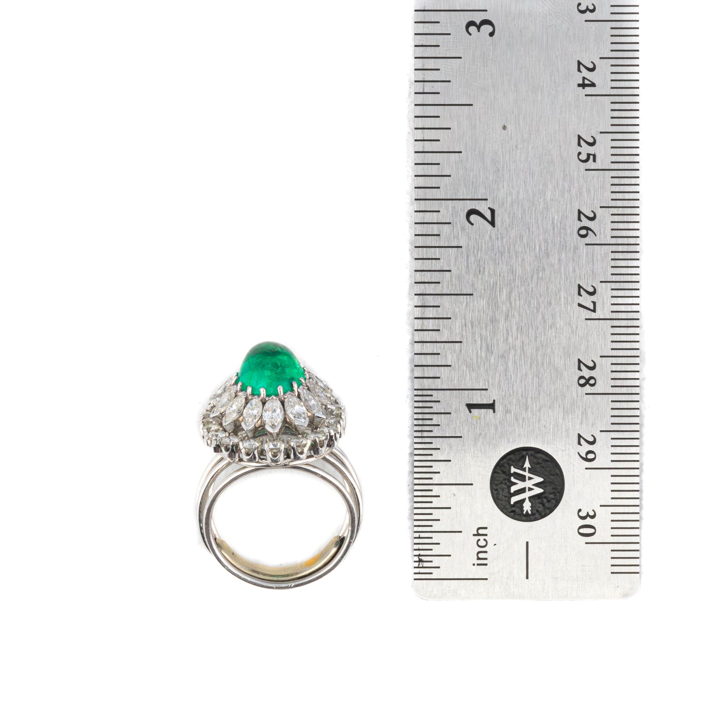 Vintage Emerald and Diamond Halo Cocktail Ring