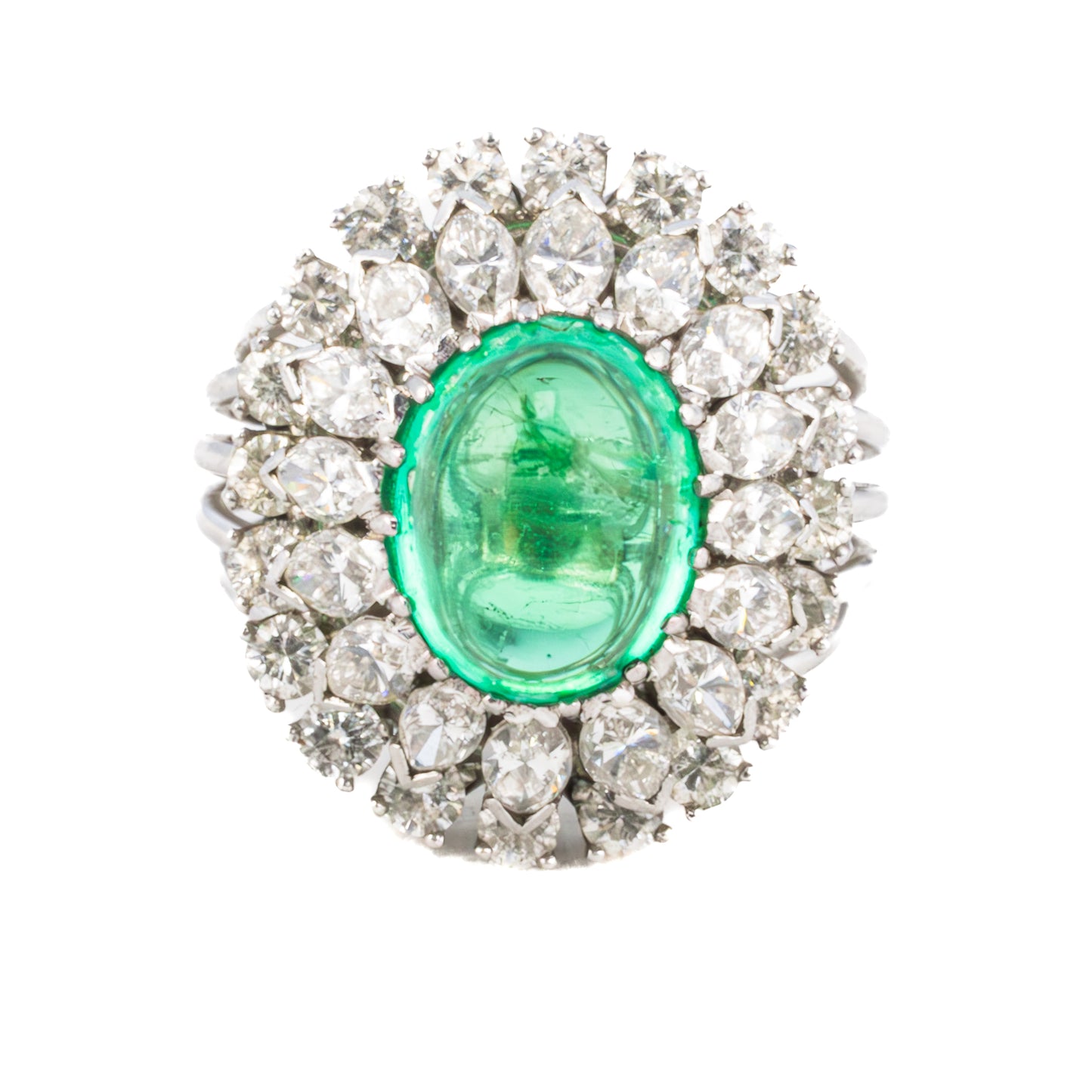 Vintage Emerald and Diamond Halo Cocktail Ring
