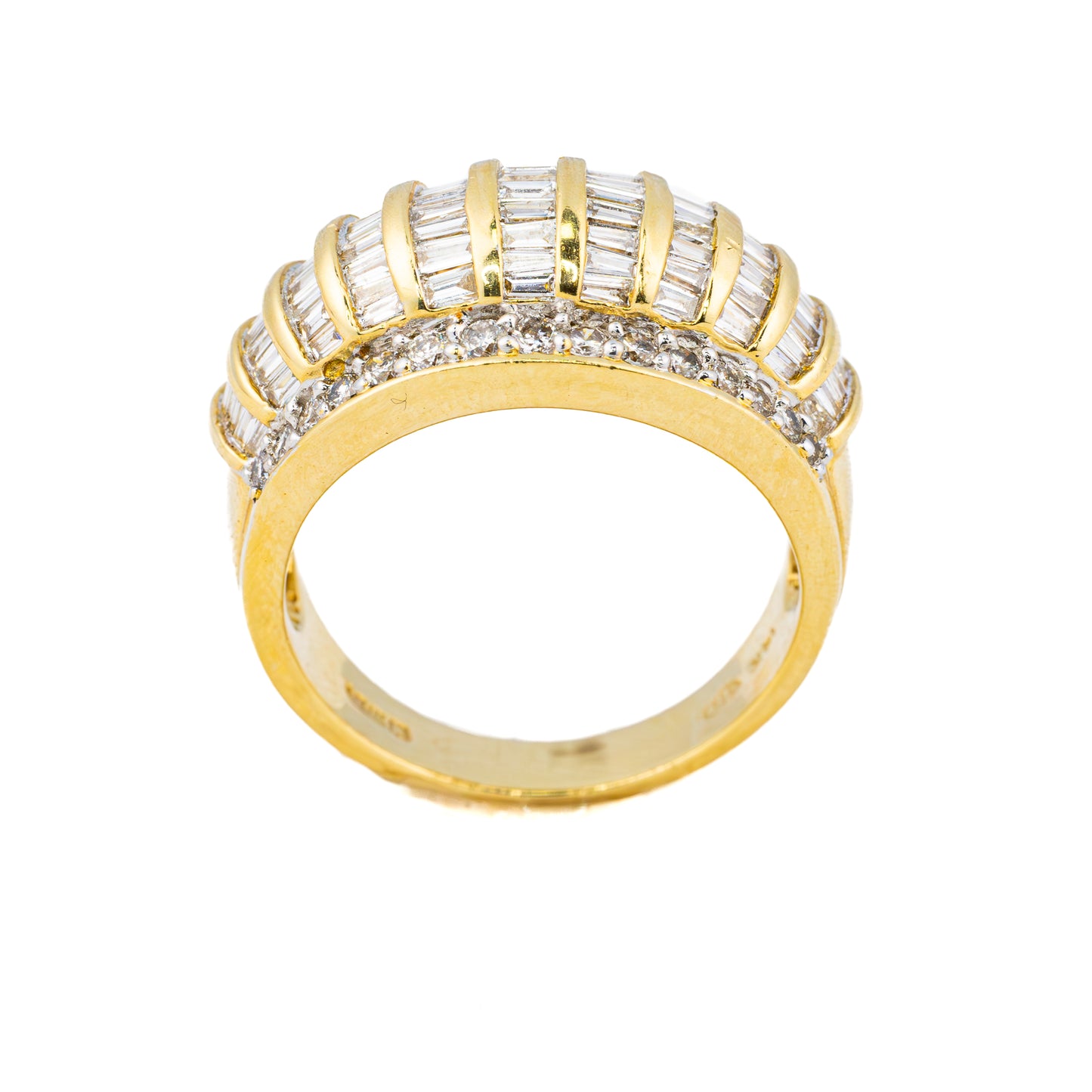 Vintage Multi Row Diamond Gold Dome Ring