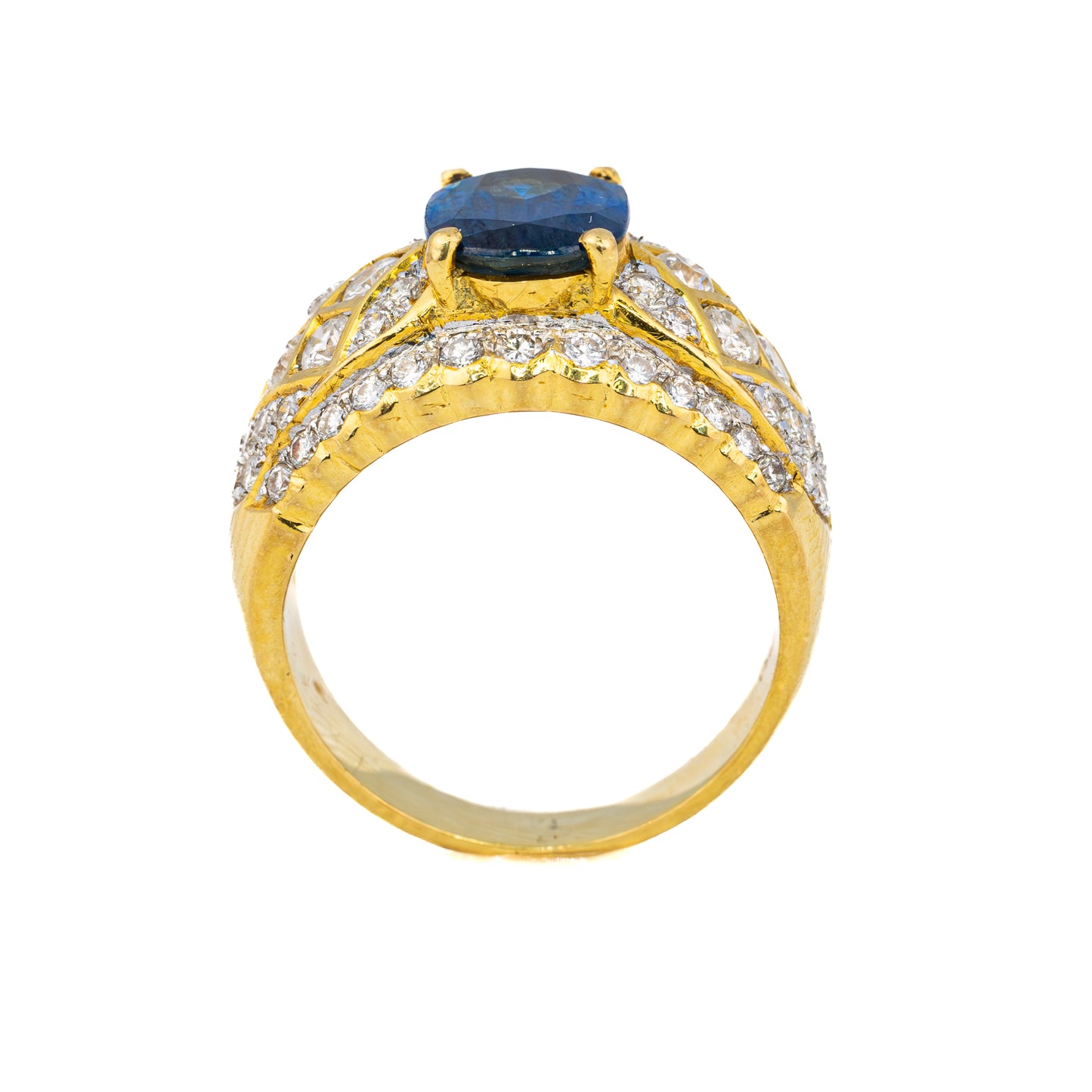 Oval Sapphire and Diamond Gold Cocktail Ring