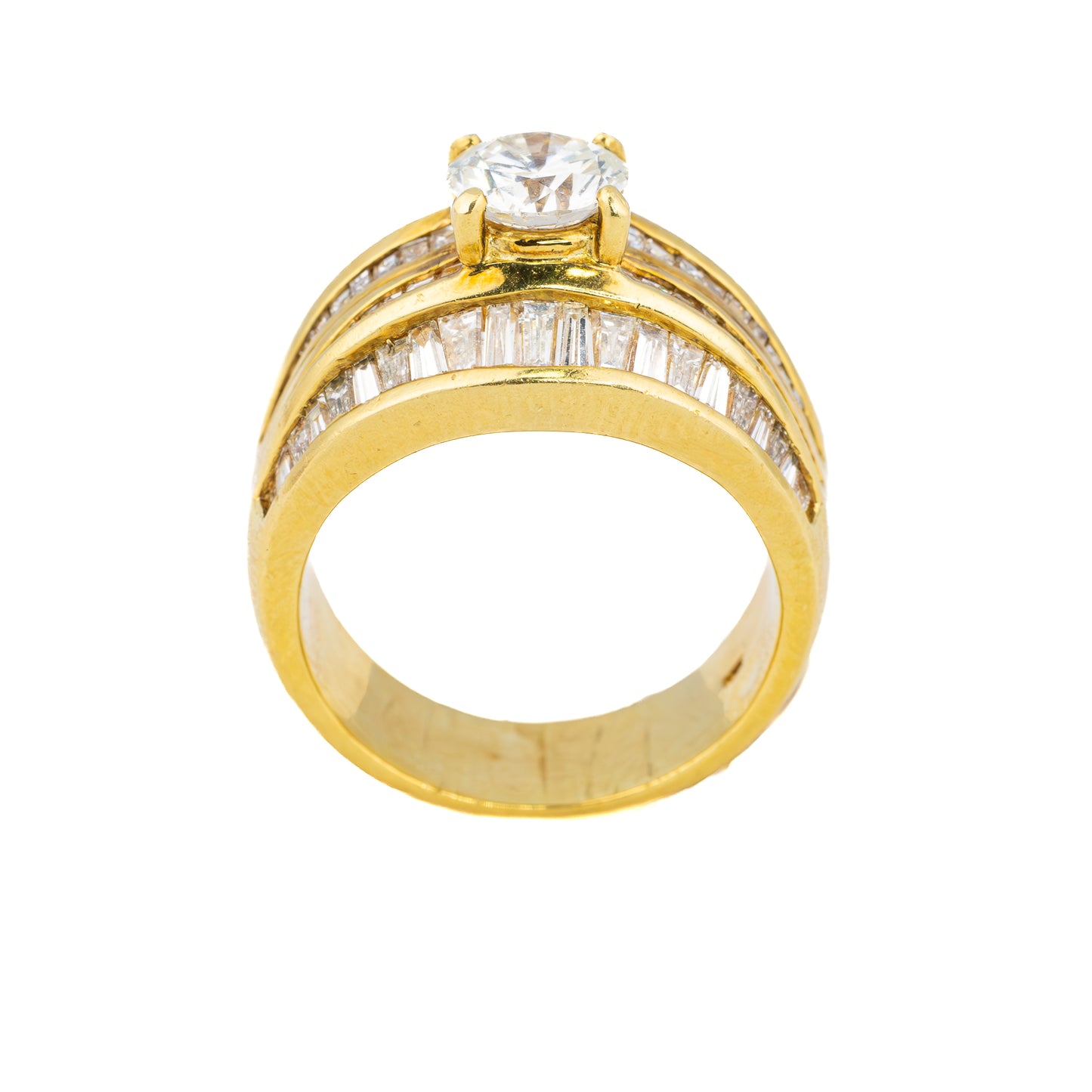Vintage Multi Row Baguette Diamond Engagement Ring