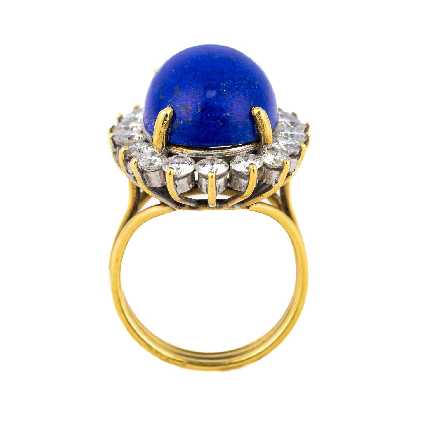 Vintage Lapis Lazuli and Diamond Halo Ring
