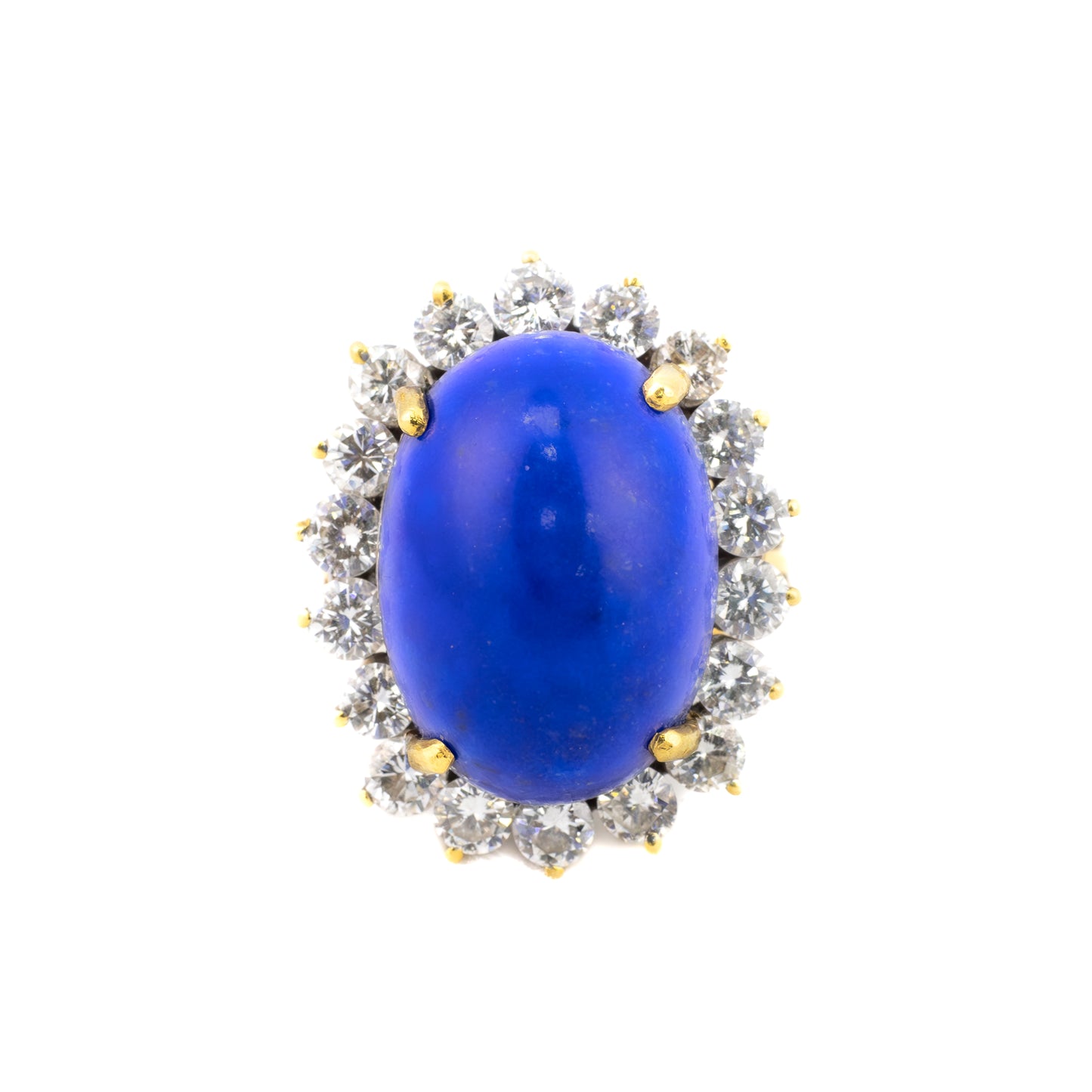 Vintage Lapis Lazuli and Diamond Halo Ring