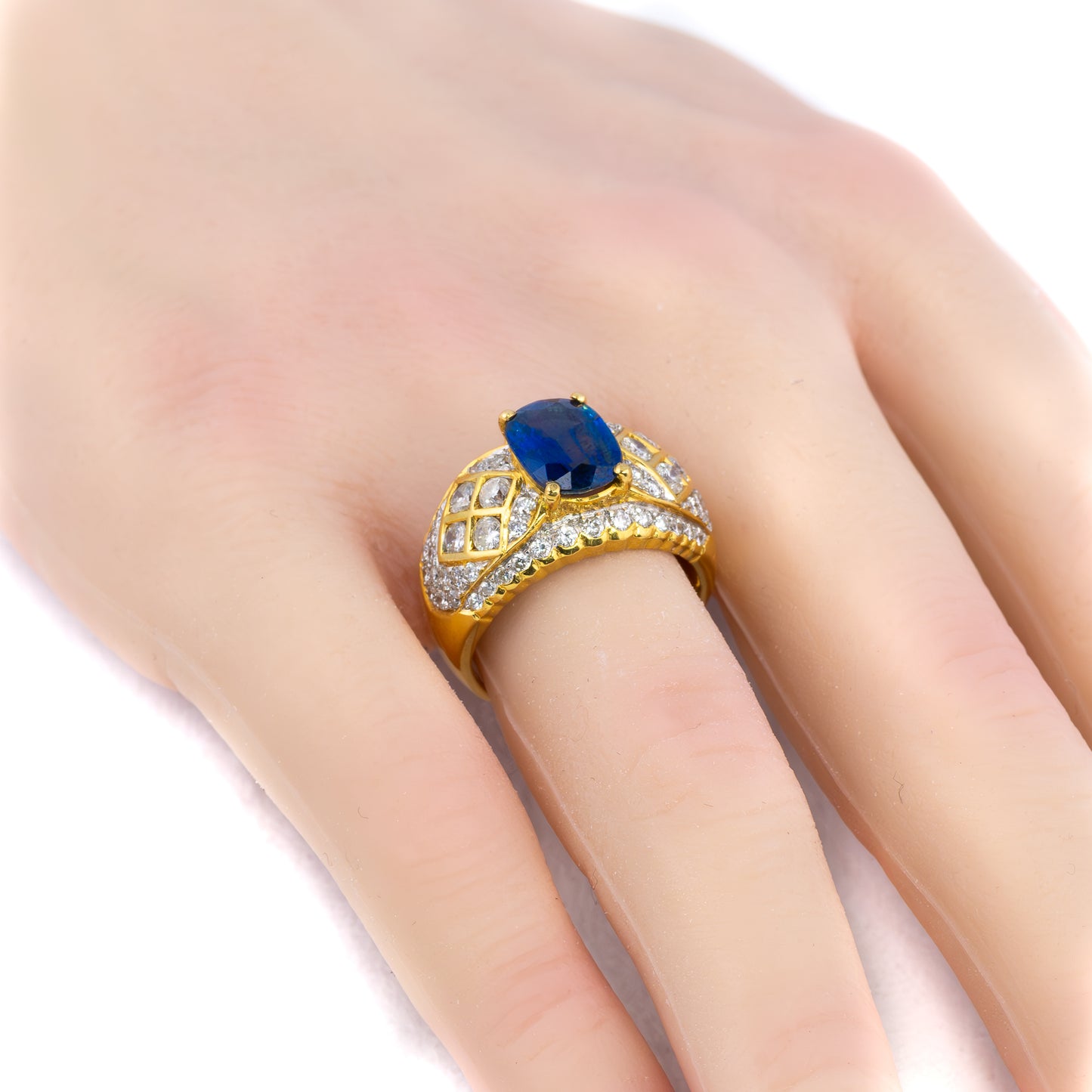 Oval Sapphire and Diamond Gold Cocktail Ring