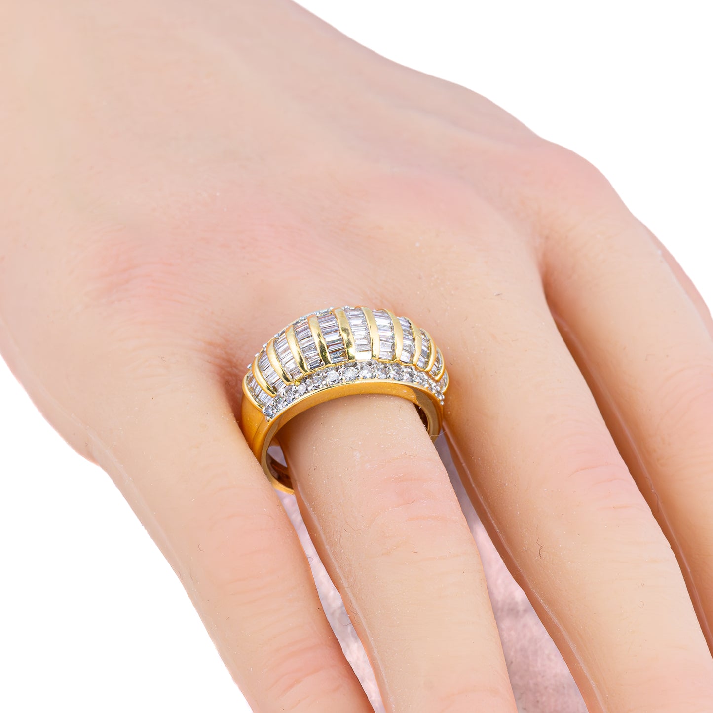 Vintage Multi Row Diamond Gold Dome Ring