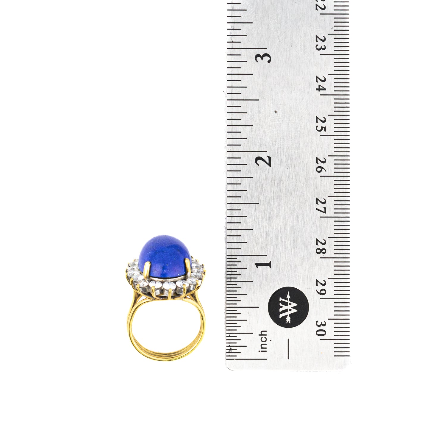 Vintage Lapis Lazuli and Diamond Halo Ring