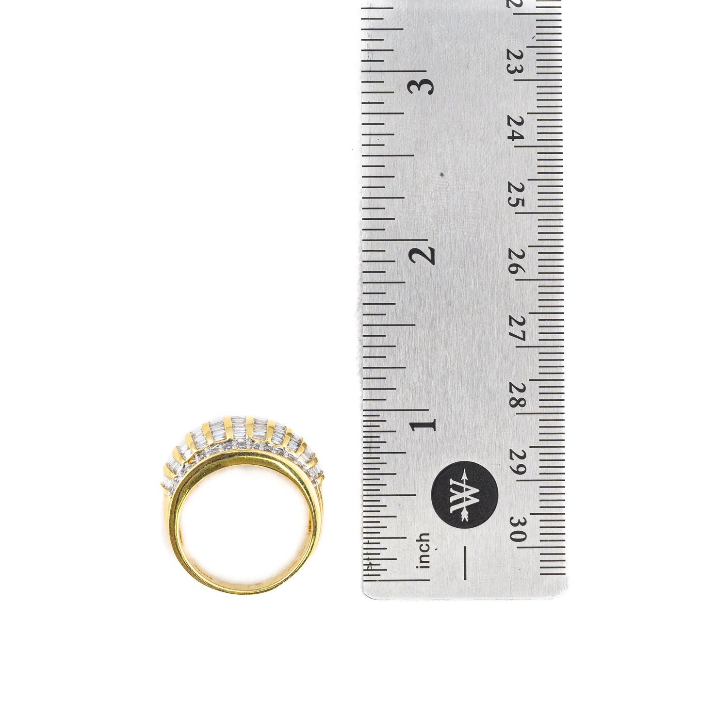 Vintage Multi Row Diamond Gold Dome Ring