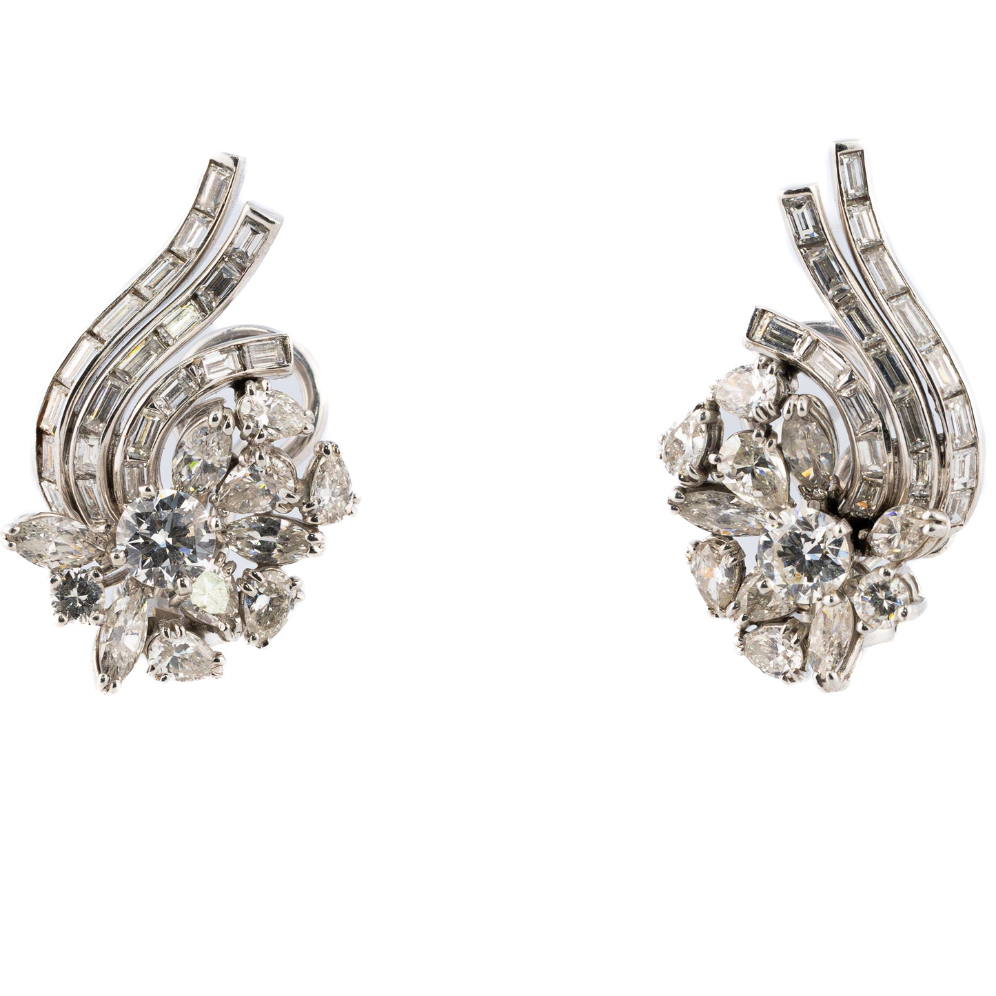 Vintage Diamond Waterfall Chandelier Earrings