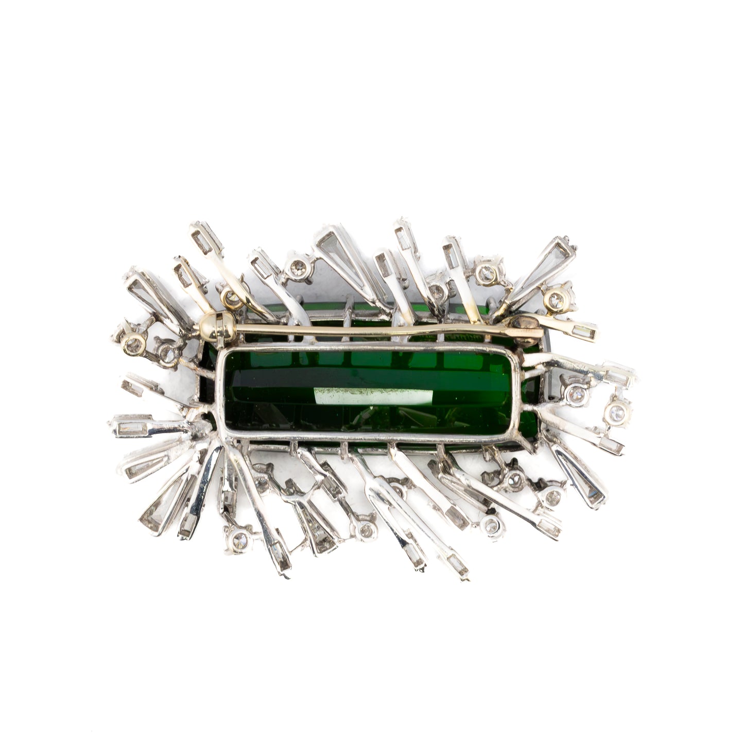 Platinum Green Tourmaline and Diamond Brooch