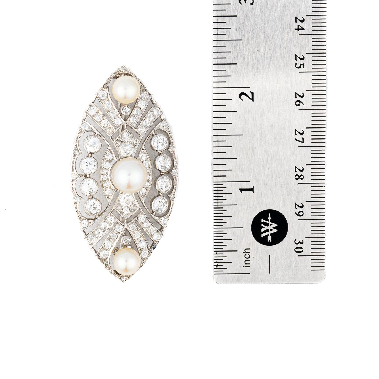 Art Deco Pearl and Diamond Platinum Brooch
