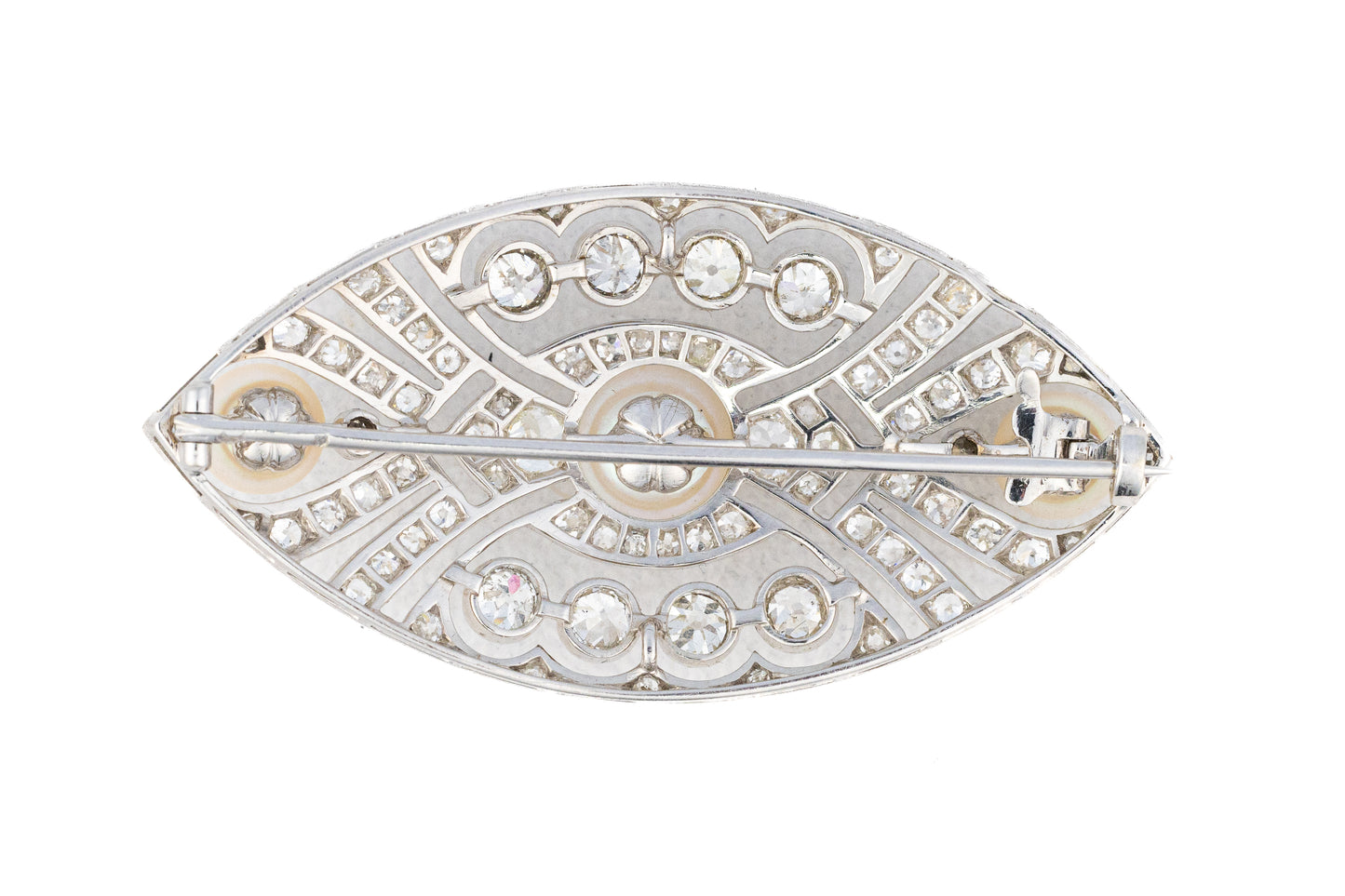 Art Deco Pearl and Diamond Platinum Brooch