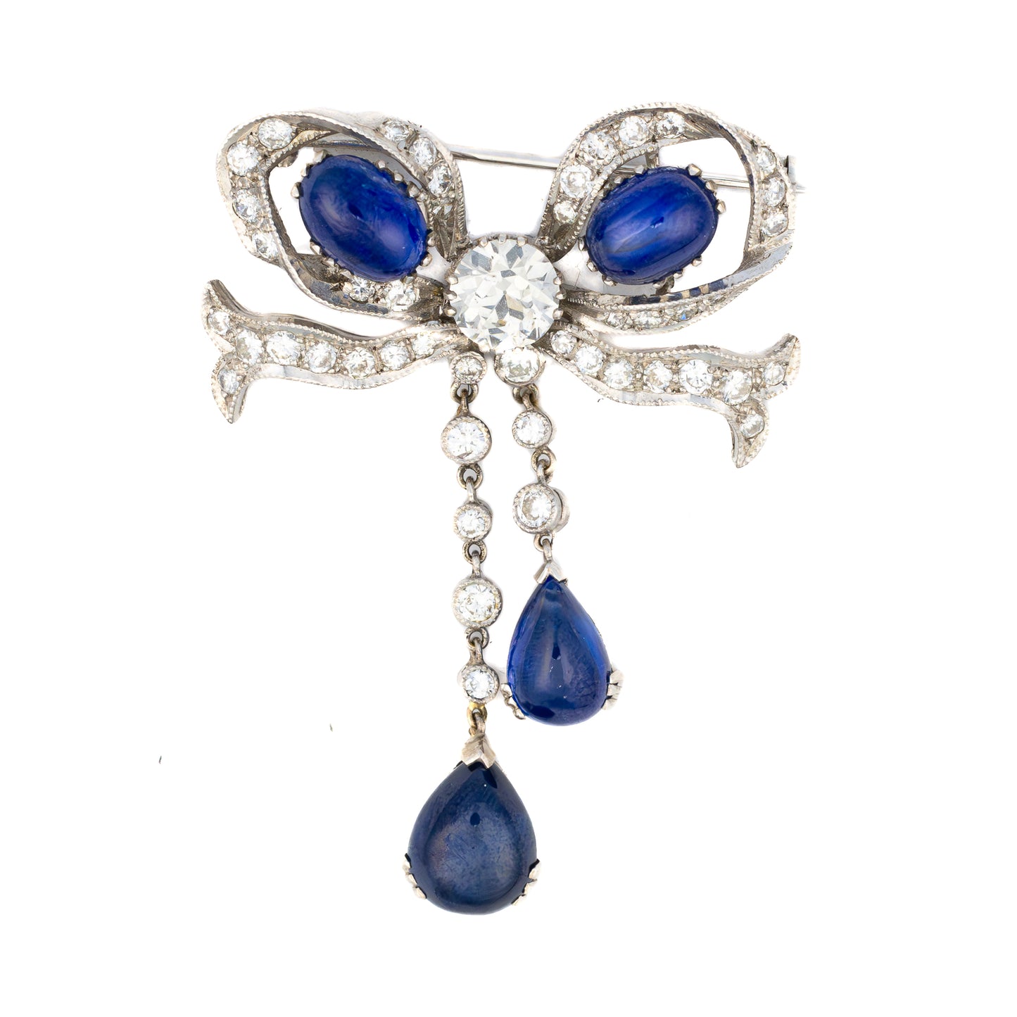 Antique Sapphire and Diamond Bow Brooch