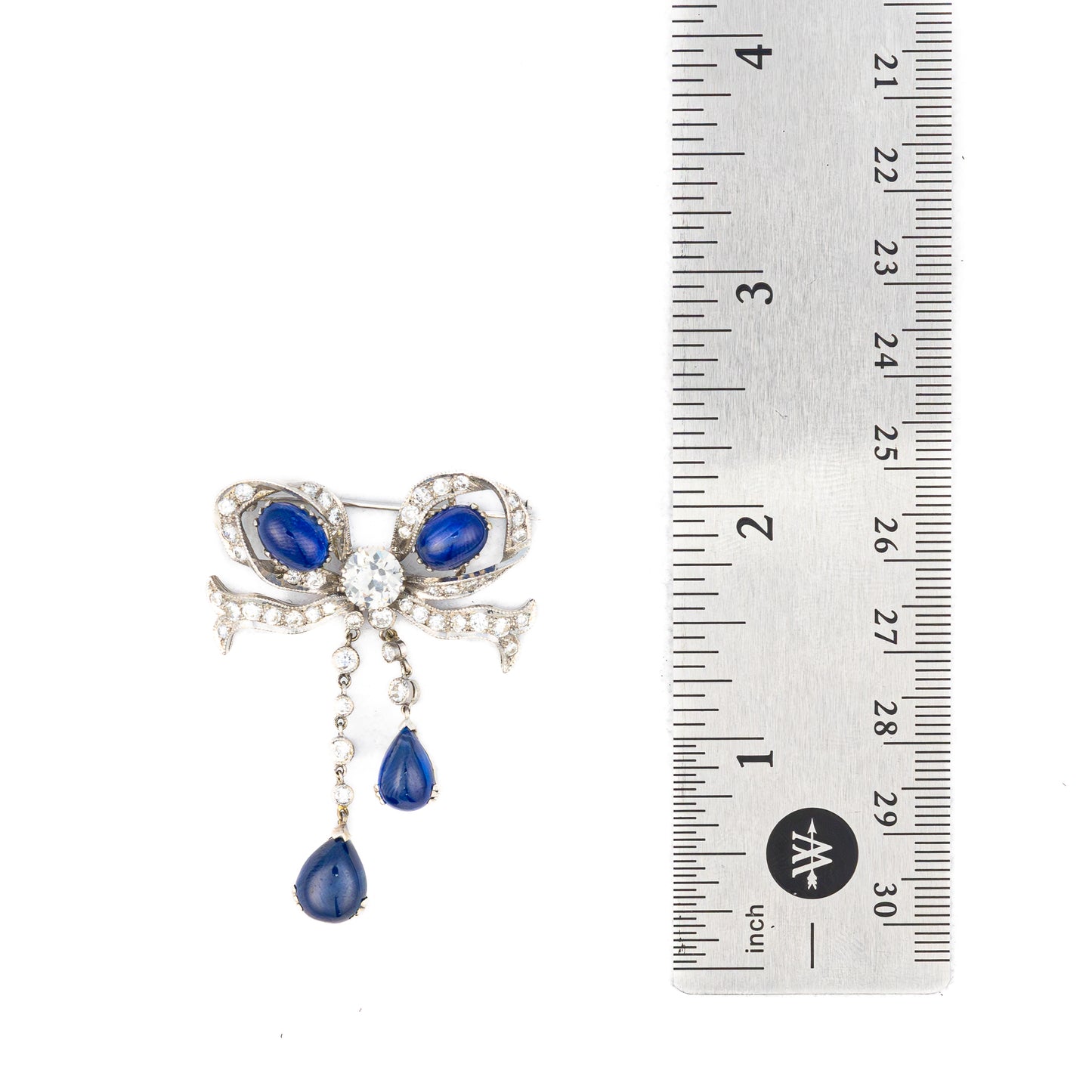 Antique Sapphire and Diamond Bow Brooch