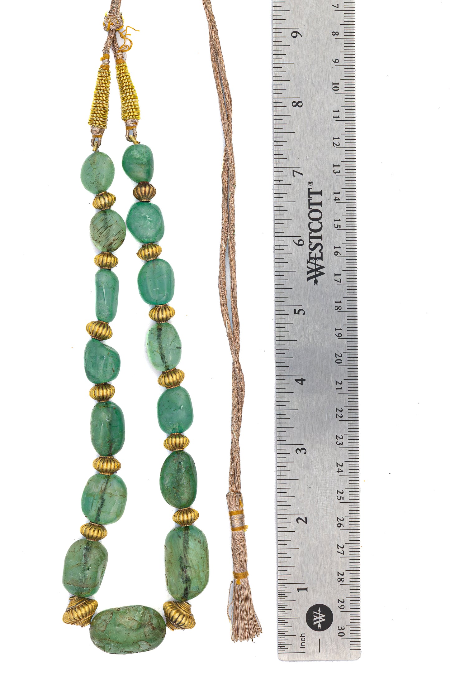 Antique Indian Gold and Emerald Bead Necklace