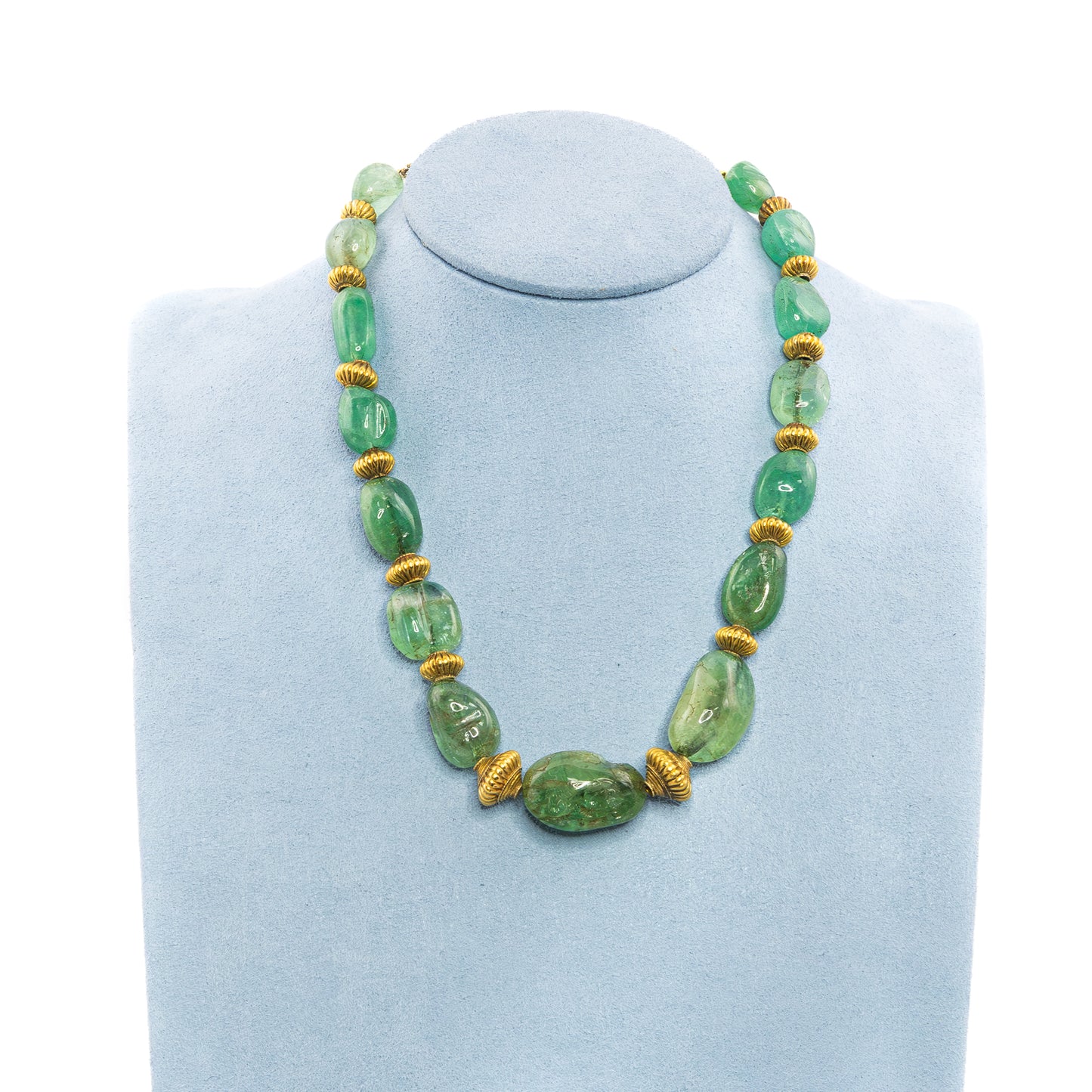 Antique Indian Gold and Emerald Bead Necklace