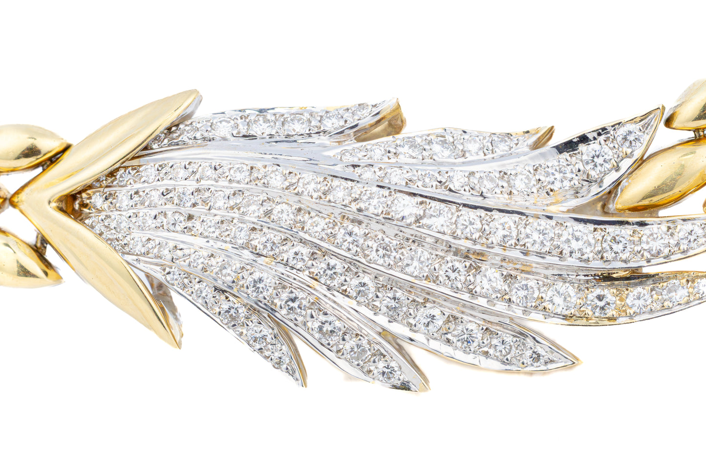 Diamond Feather Motif Gold Necklace