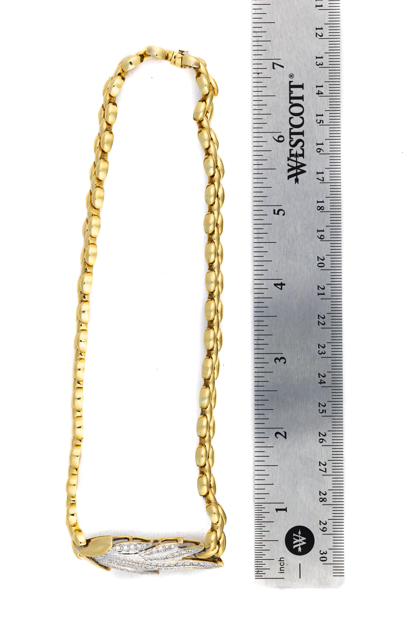 Diamond Feather Motif Gold Necklace