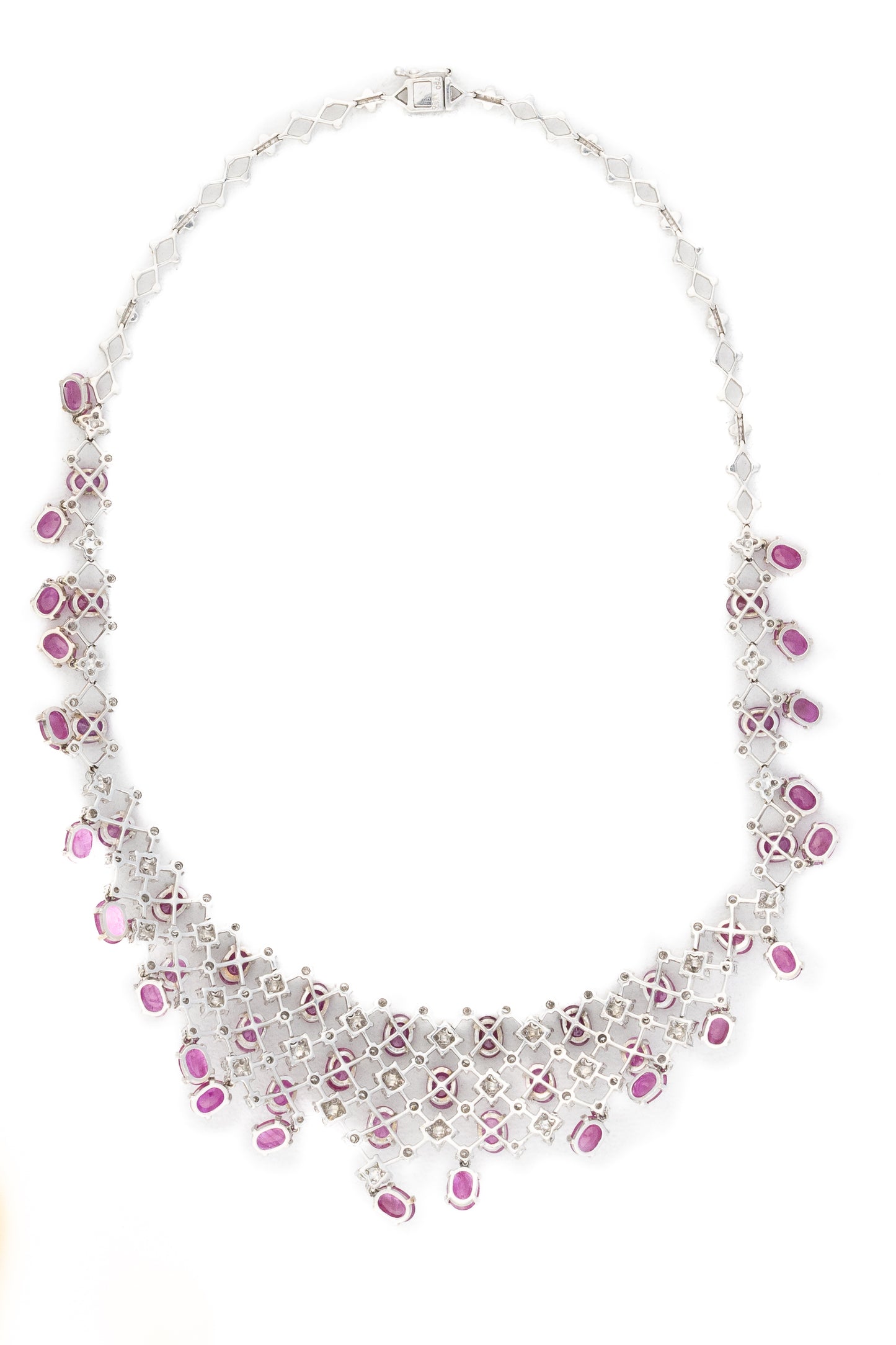 Ruby and Diamond Cascade White Gold Necklace