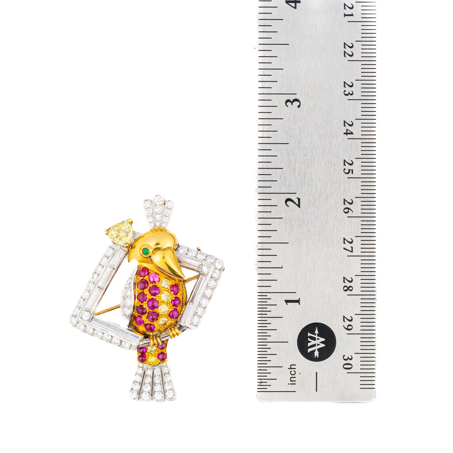 Vintage Diamond & Multi Gem Bird Brooch