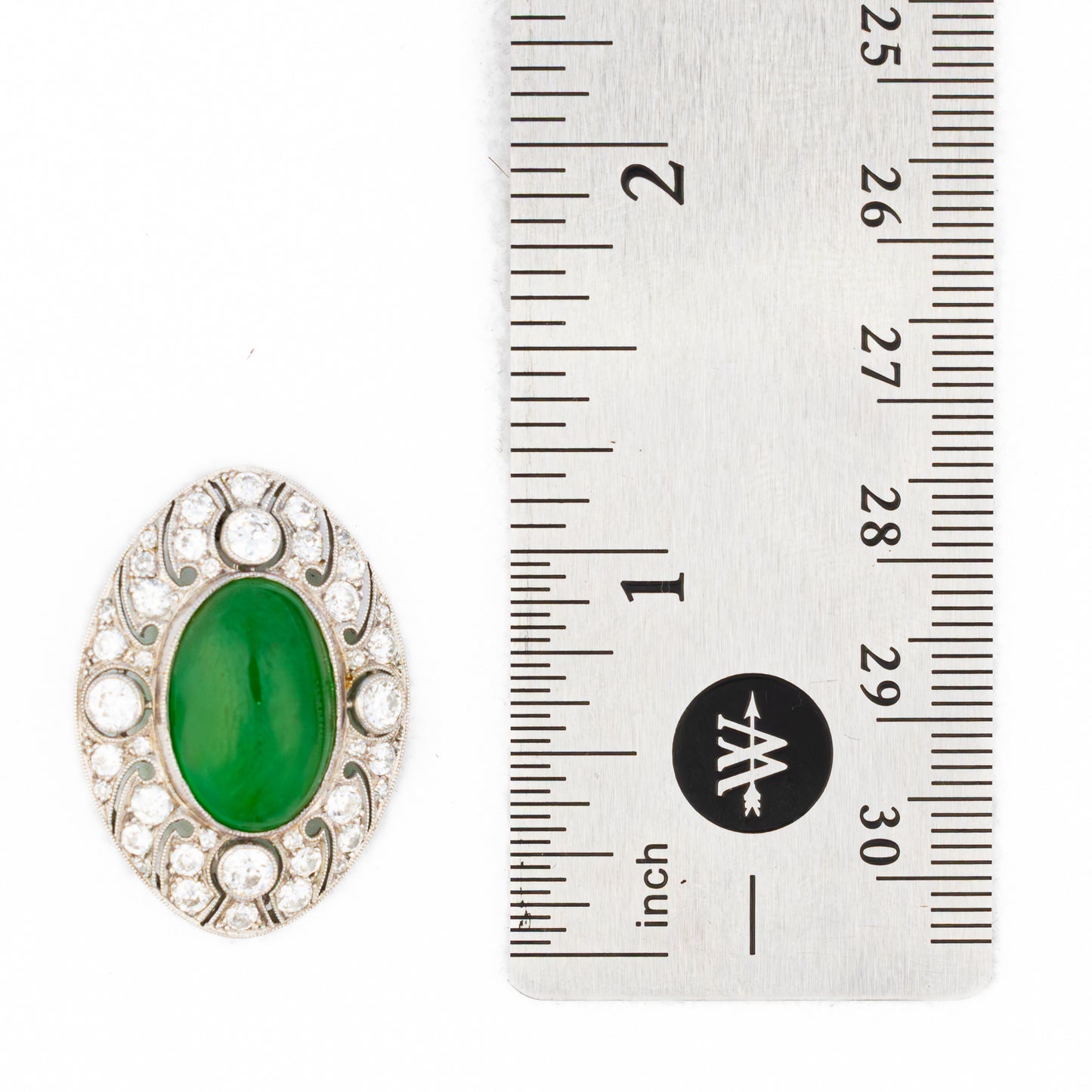 Jade & Diamond Platinum Brooch