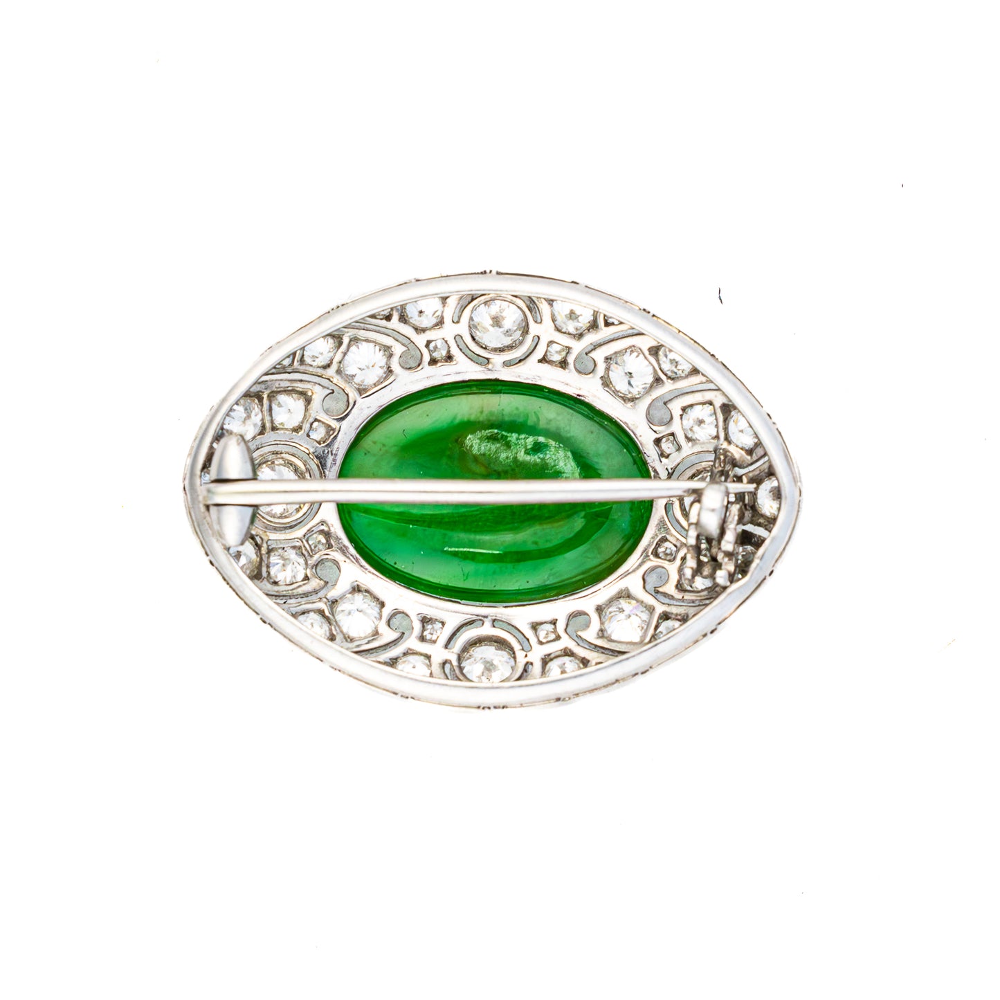 Jade & Diamond Platinum Brooch