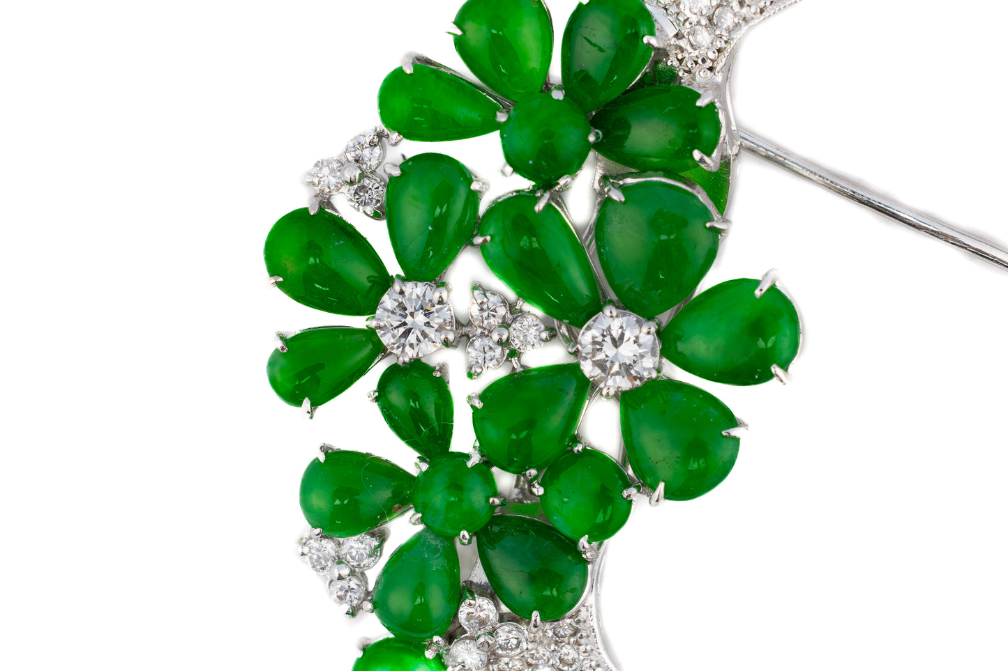 Diamond and Emerald Floral Brooch