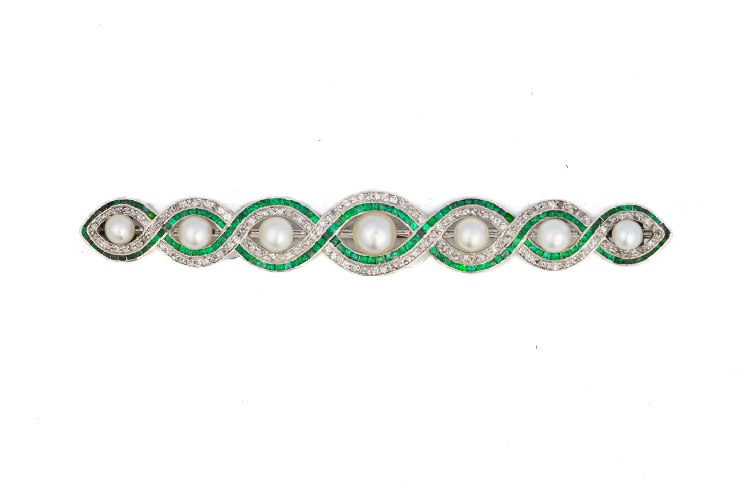 Diamond, Pearl & Emerald Brooch