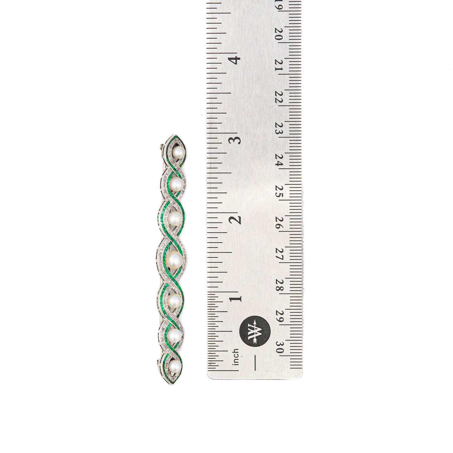 Diamond, Pearl & Emerald Brooch