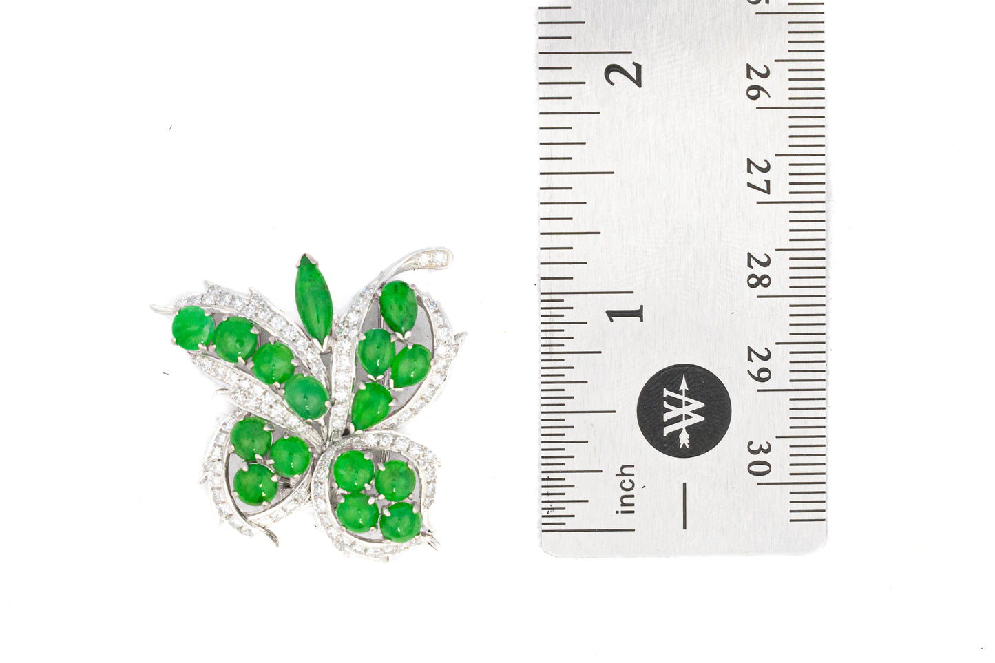 Diamond and Emerald Leaf Brooch