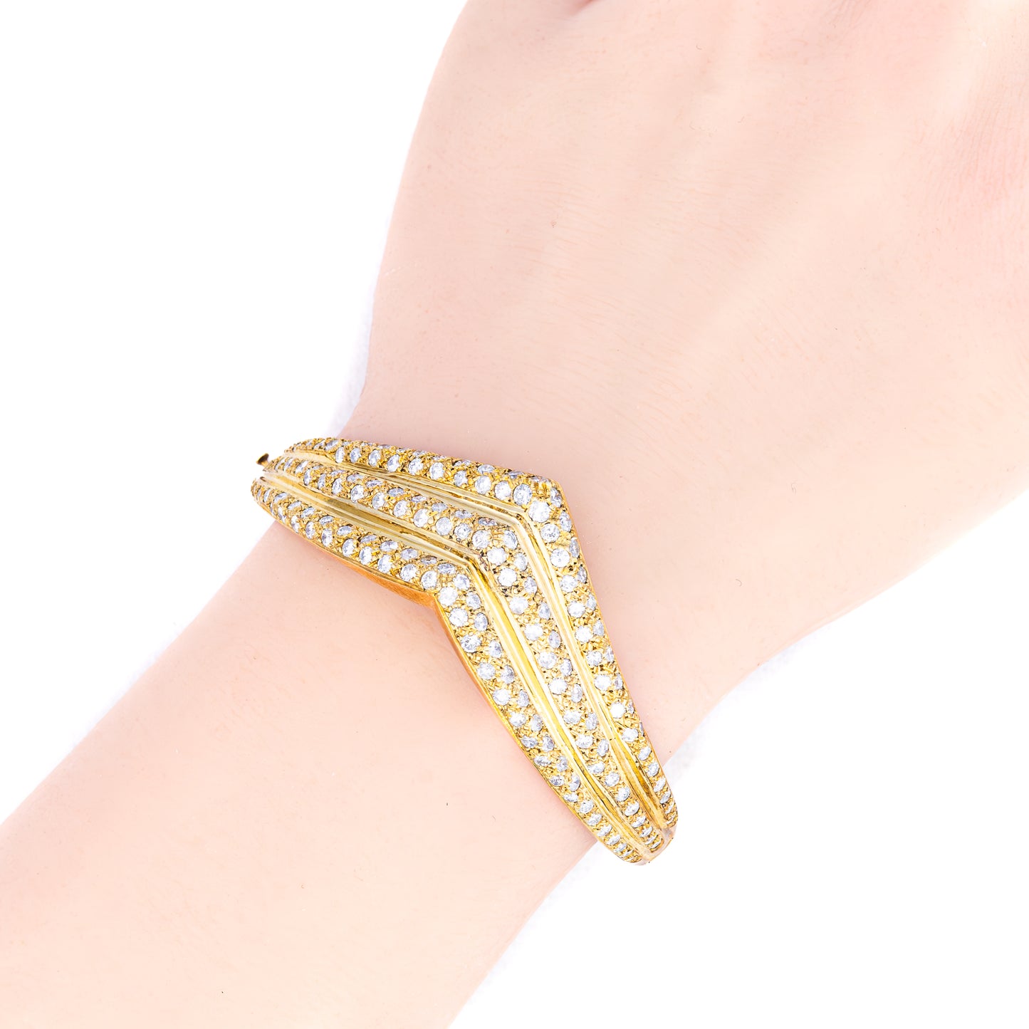 Vintage Diamond Gold Bangle Bracelet